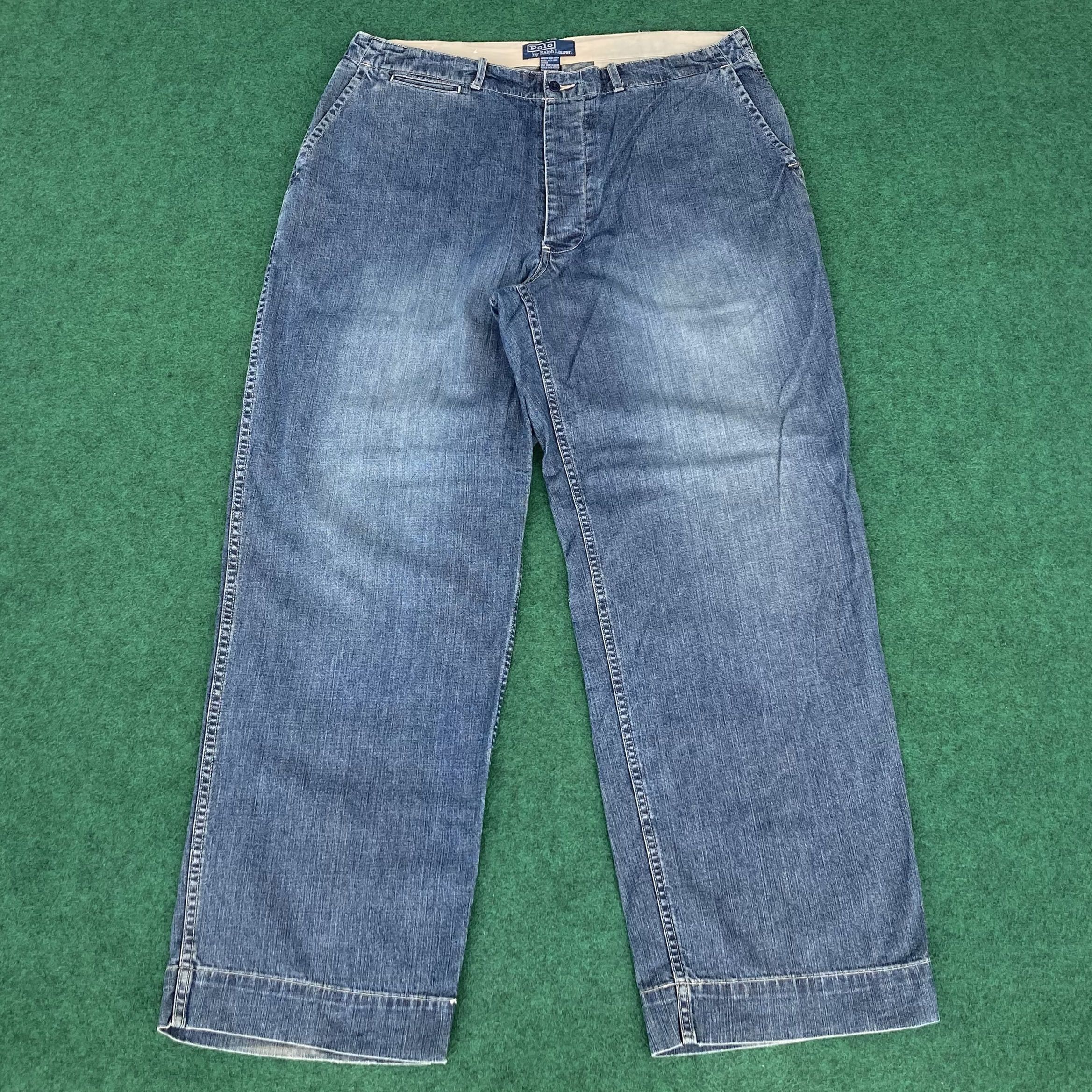 Polo Ralph Lauren × Vintage Vtg Polo By Ralph Lauren Denim Trouser Baggy 90s Jeans Size US 36 / EU 52 - 1 Thumbnail
