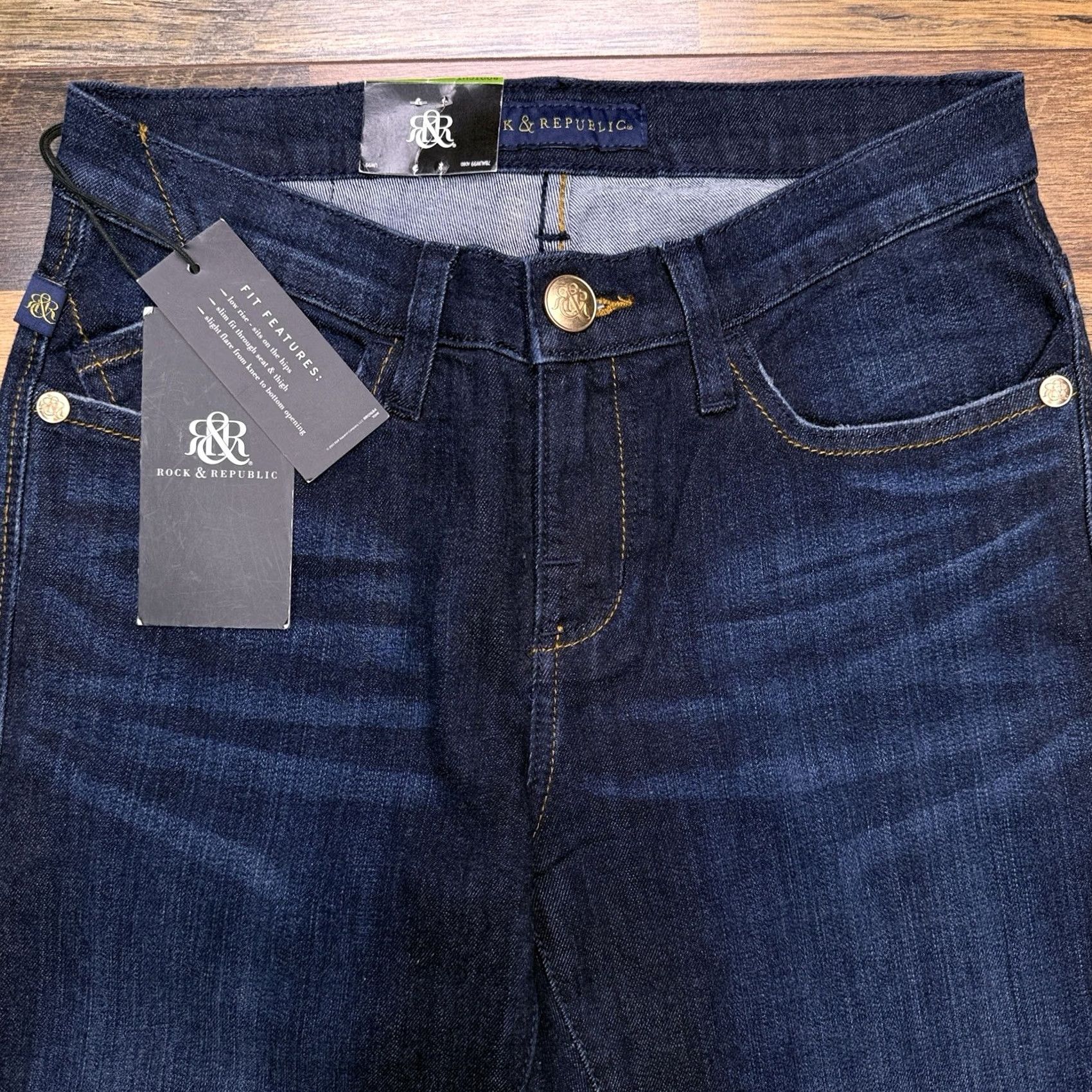 Vintage Rock & Republic Kasandra Bootcut Jeans Womens 6 Medium Mid Rise Stretch Denim Blue 5-Pocket Style Rock City 32.5in inseam Size 28" / US 6 / IT 42 - 4 Thumbnail