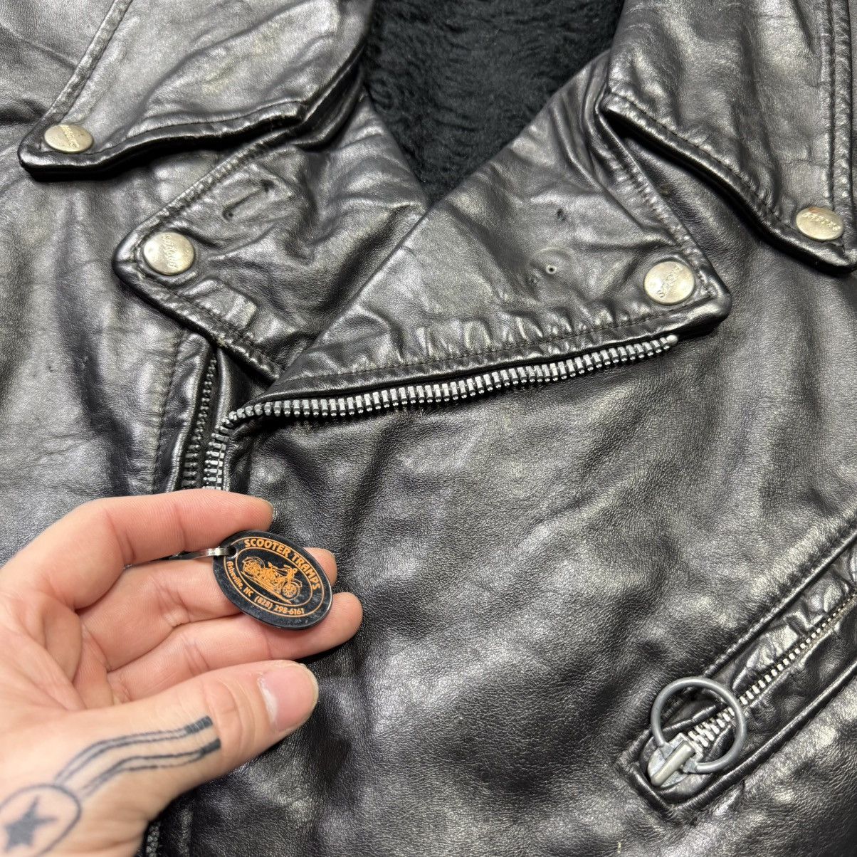 Vintage vintage 80s black leather zip up biker motorcycle jacket Size US M / EU 48-50 / 2 - 5 Thumbnail