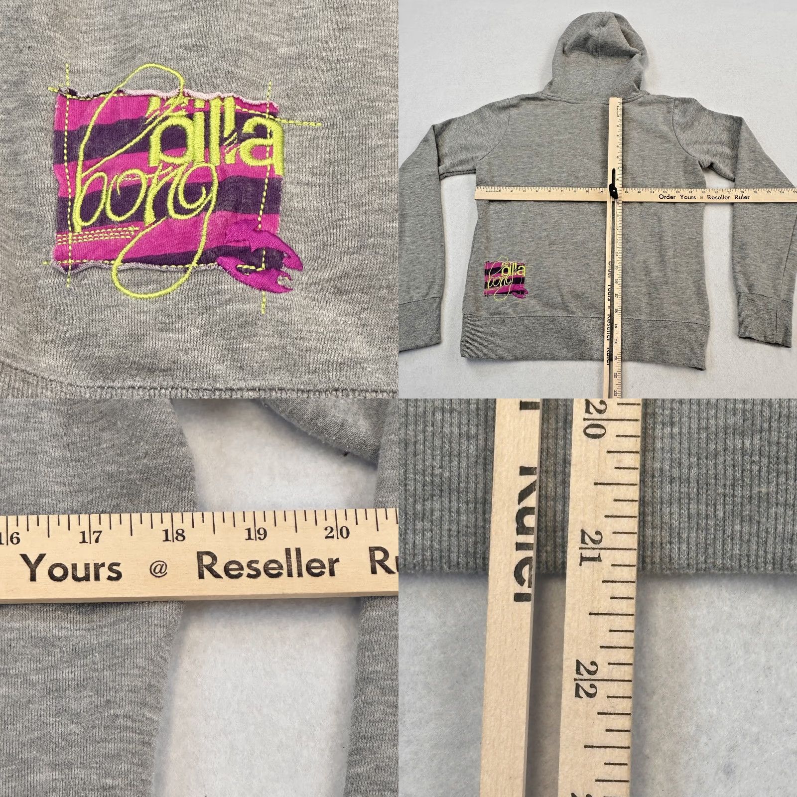 Billabong Billabong Hoodie Womens Medium Pullover Zebra Surf Skate Embroidered Pink Gray Size M / US 6-8 / IT 42-44 - 8 Thumbnail