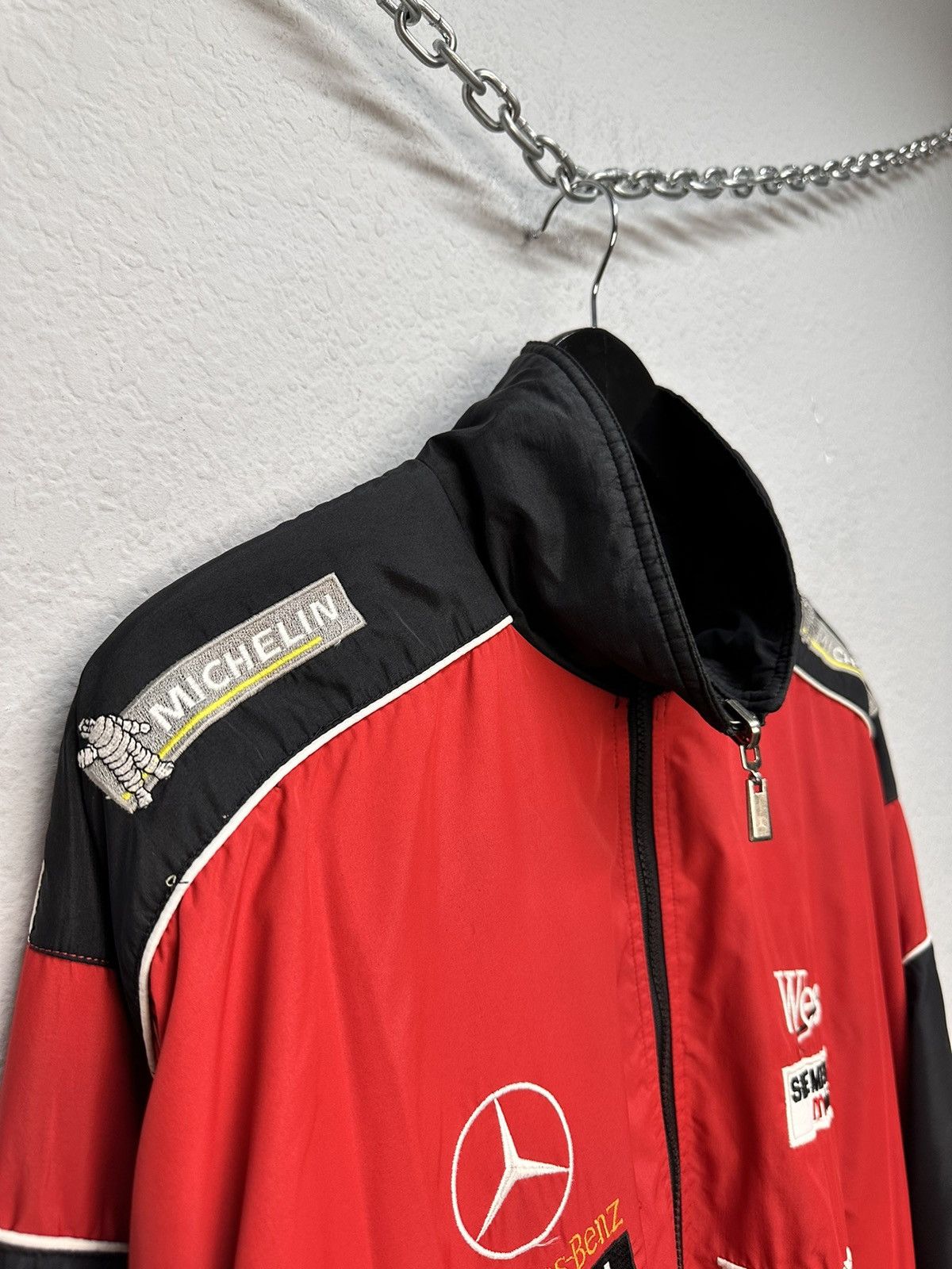 Mercedes-Benz Racing Jacket Moto Vodafone F1 Nascar Leather Red Bull Lucky Size US XL / EU 56 / 4 - 5 Thumbnail