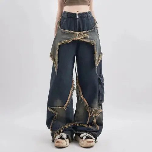 Japanese Brand × Jean Y2K Vintage Big Star Designed Ripped Denim Oversize Jeans Size 24" / US 00 / IT 34 - 1 Thumbnail