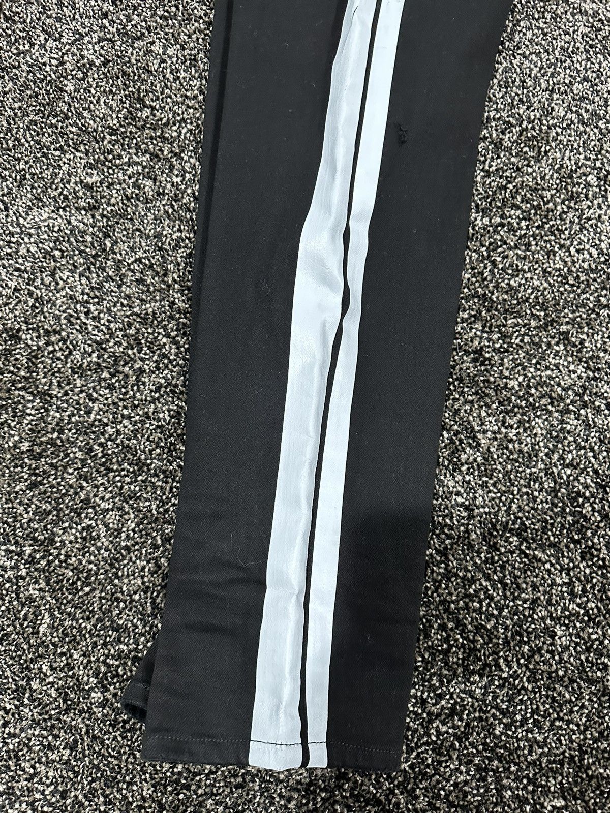 Amiri Amiri Black / White Stripe Track Denim Distressed Jeans Size US 38 / EU 54 - 14 Thumbnail