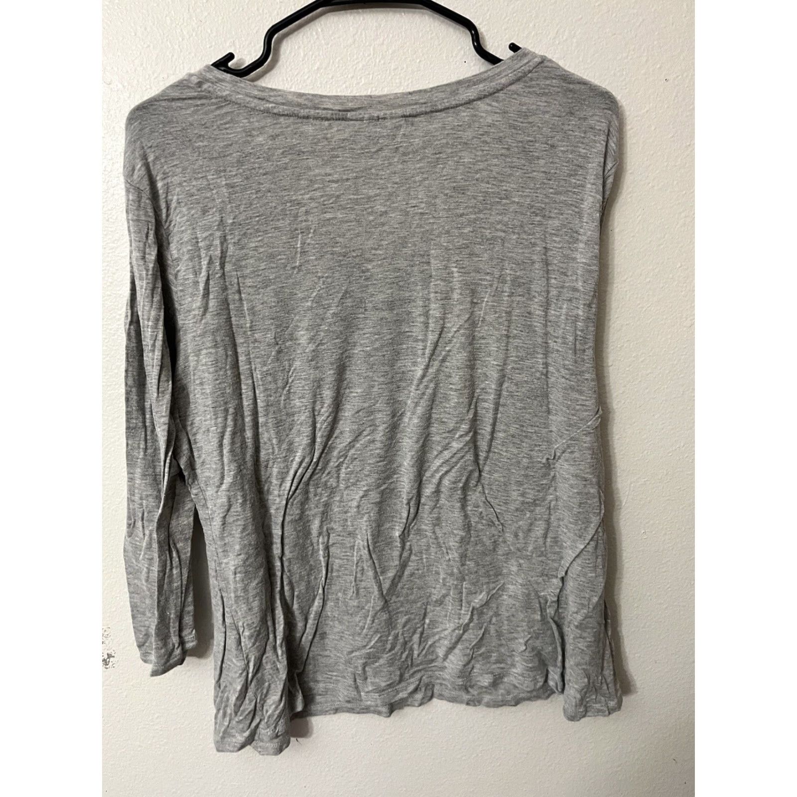 Vintage New York & Company Blouse Women's 3/4 Sleeve Knit Top Gray Large Love Womens Size L / US 10 / IT 46 - 2 Thumbnail