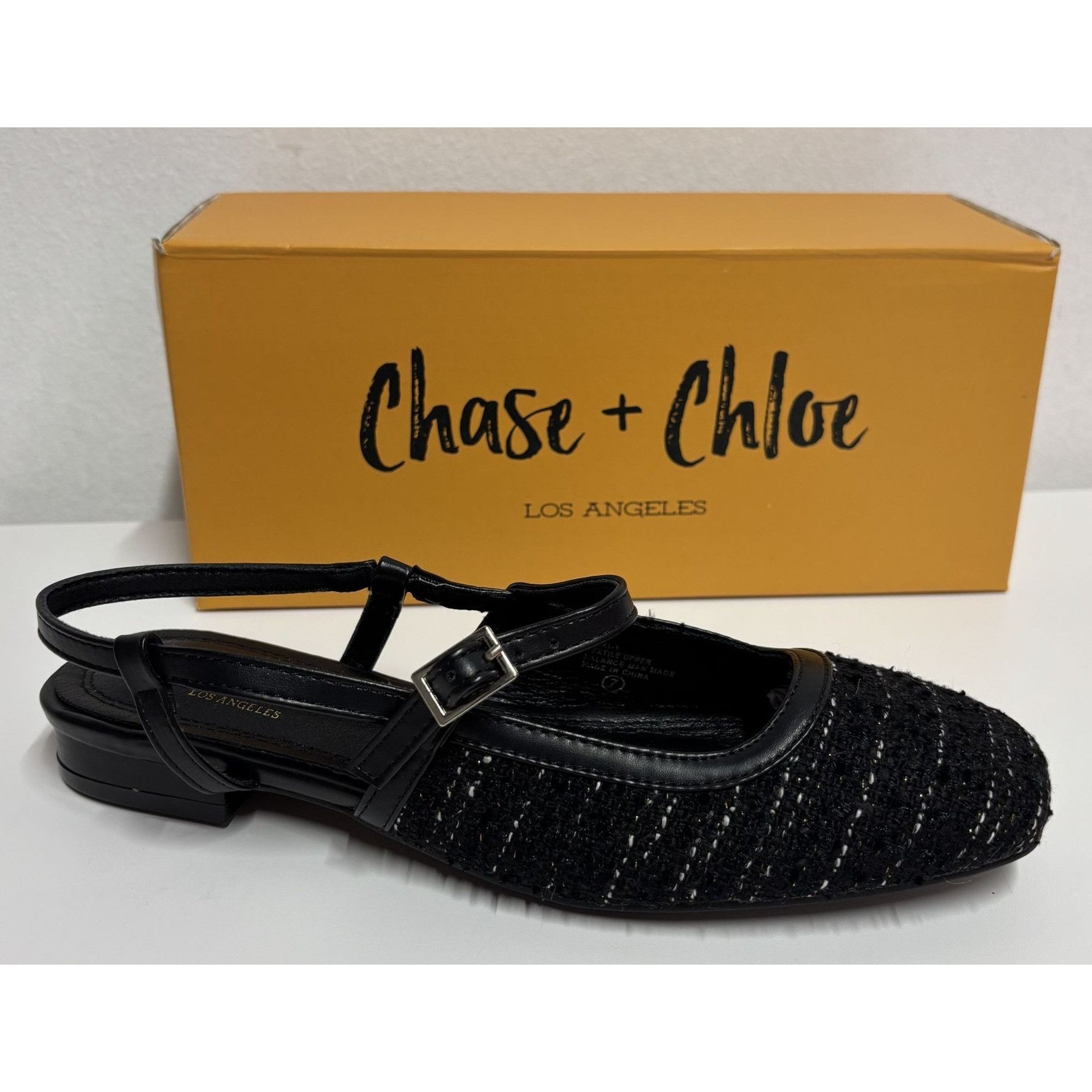 Other CHASE + CHLOE / Enki-1 / Black / Glitter/ Slingback Flats Size US 10 / IT 40 - 5 Thumbnail
