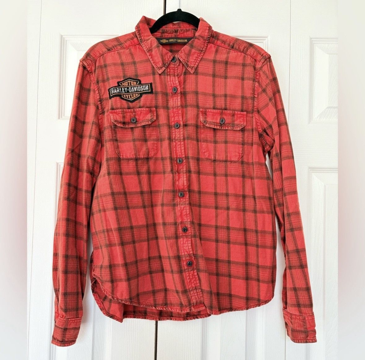 Harley Davidson Harley-Davidson Red Flannel Long Sleeve Snap Button Down Top Size L / US 10 / IT 46 - 1 Thumbnail