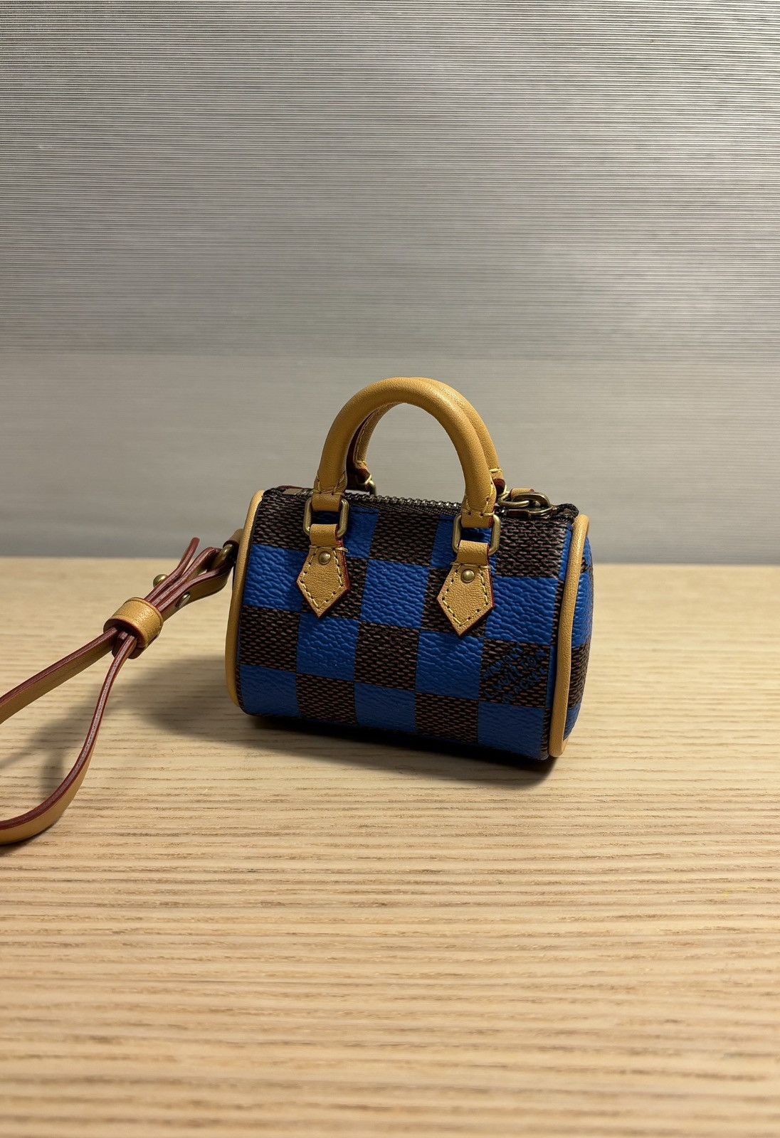 image of Louis Vuitton Lv Damier Pop Mini Speedy Bag Charm Pharrell in Brown, Men's