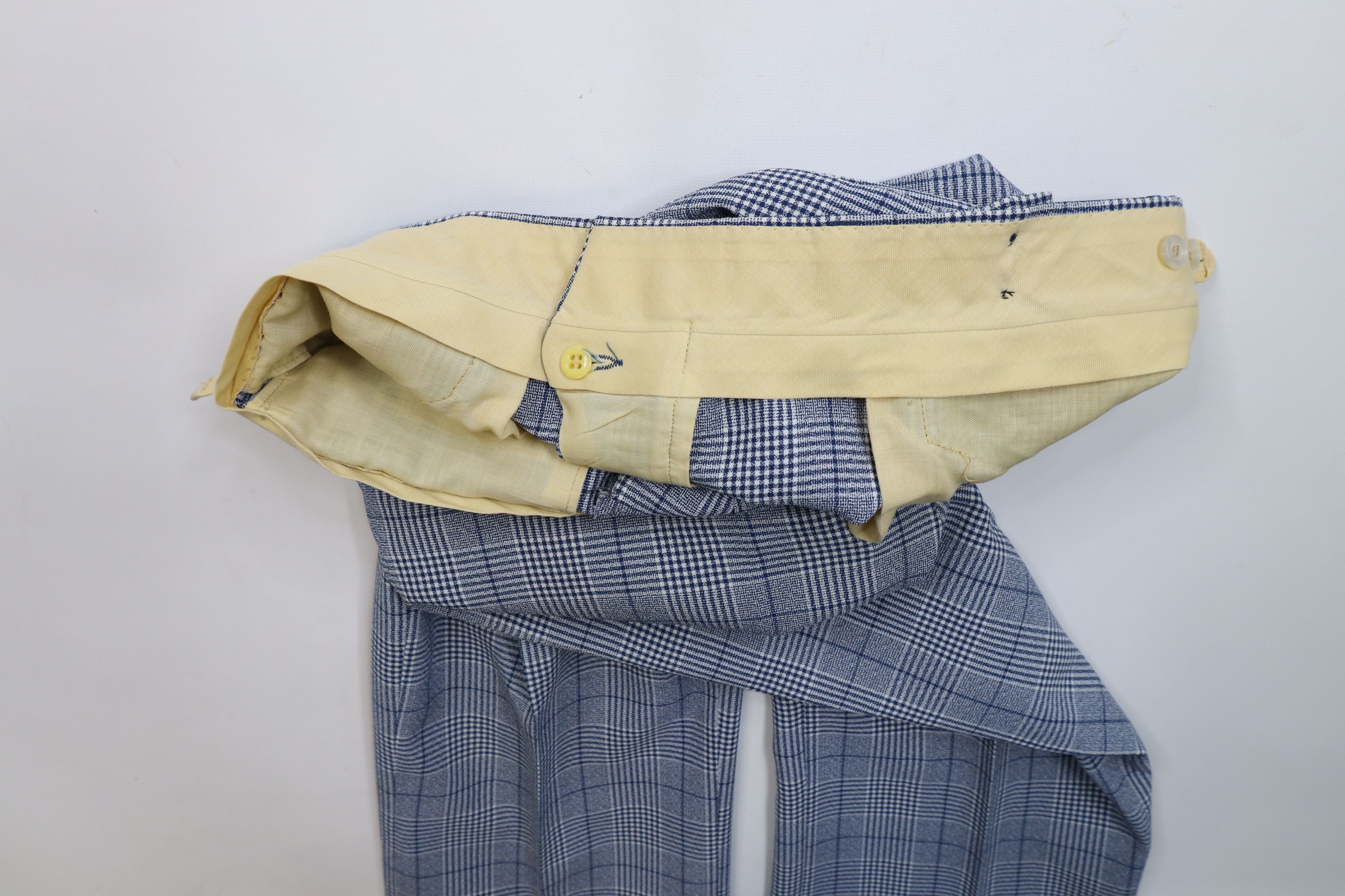 Vintage Vintage 70s Streetwear Wide Leg Chino Pants Blue Plaid USA Size US 32 / EU 48 - 7 Thumbnail