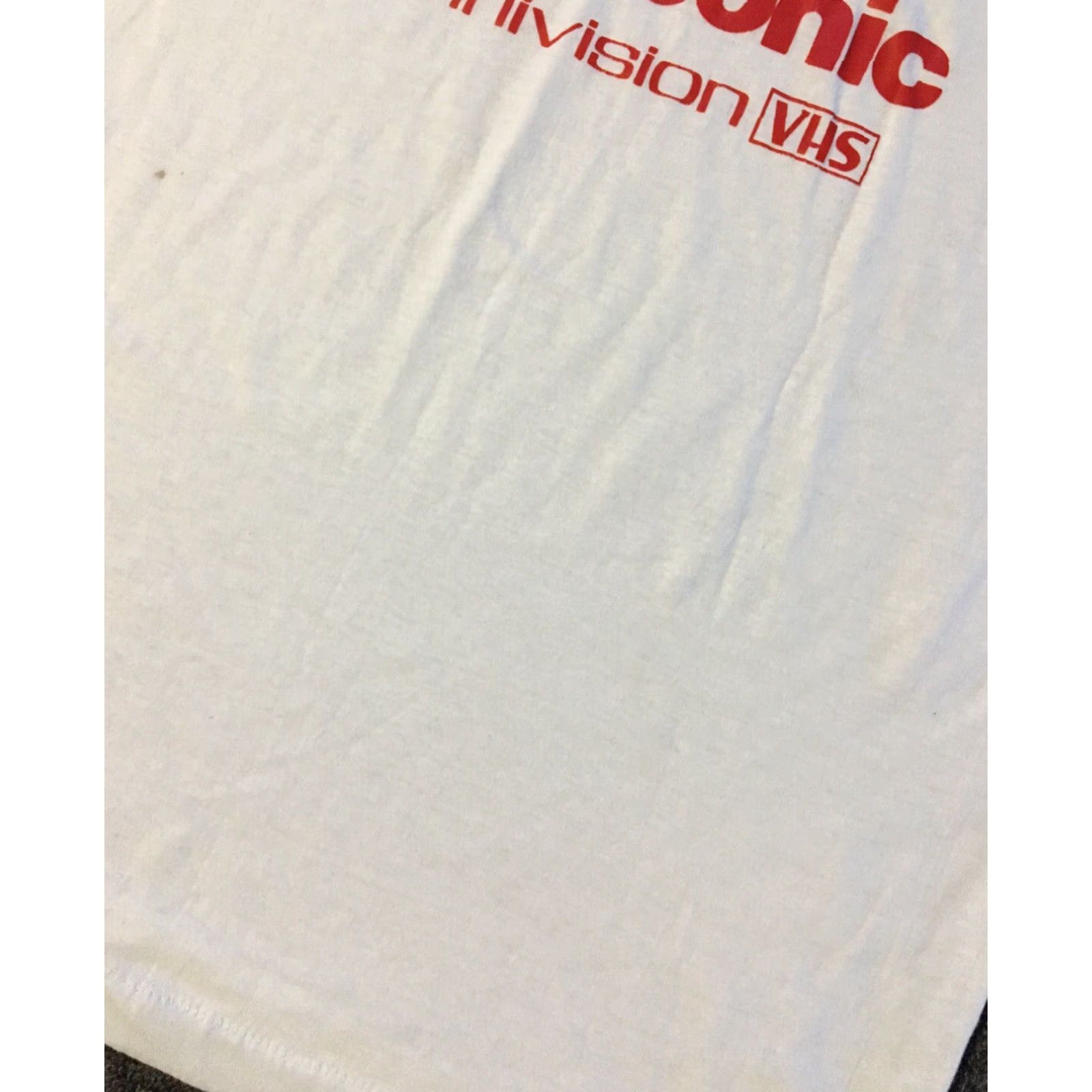 TEE JAYS VINTAGE 80s Panasonic Omnivision VCR VHS Video Store Faded Promo Shirt S M Movie TV Tee Jays White Short Sleeve Mens Small? Size US S / EU 44-46 / 1 - 7 Thumbnail