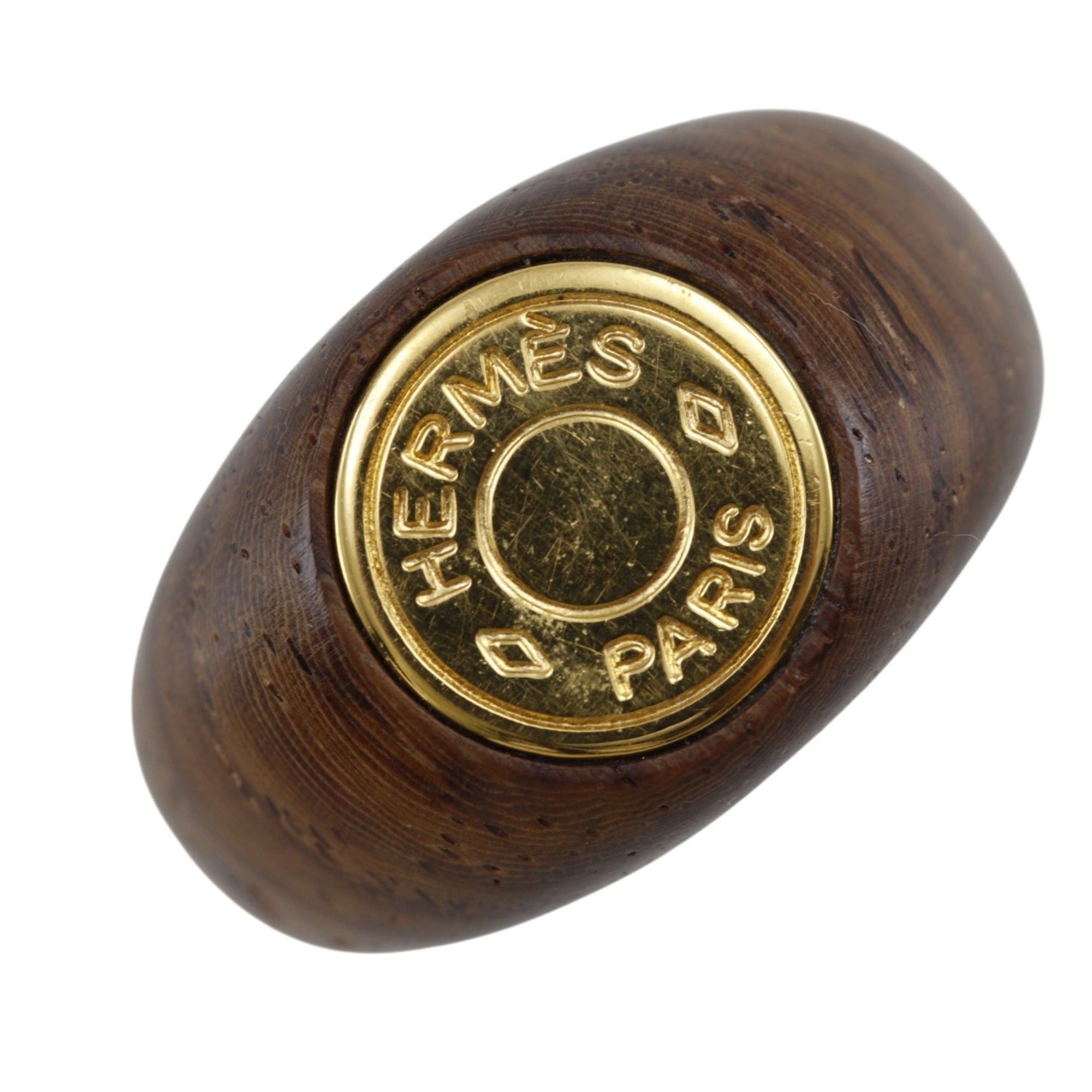 Hermes Hermes Sellier Ring, Size 13, Wood x Gold Plated, Brown, Approx. 5.4g, Women's Size ONE SIZE - 1 Thumbnail