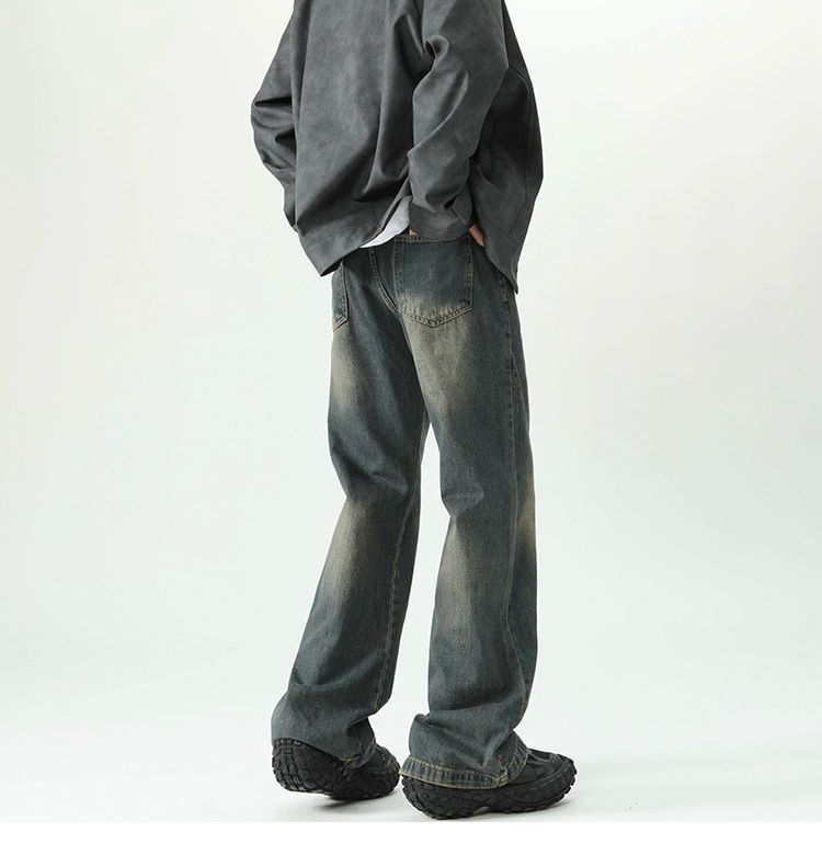 Japanese Brand Men's washed distressed loose flared gradient jeans Size US 32 / EU 48 - 4 Thumbnail