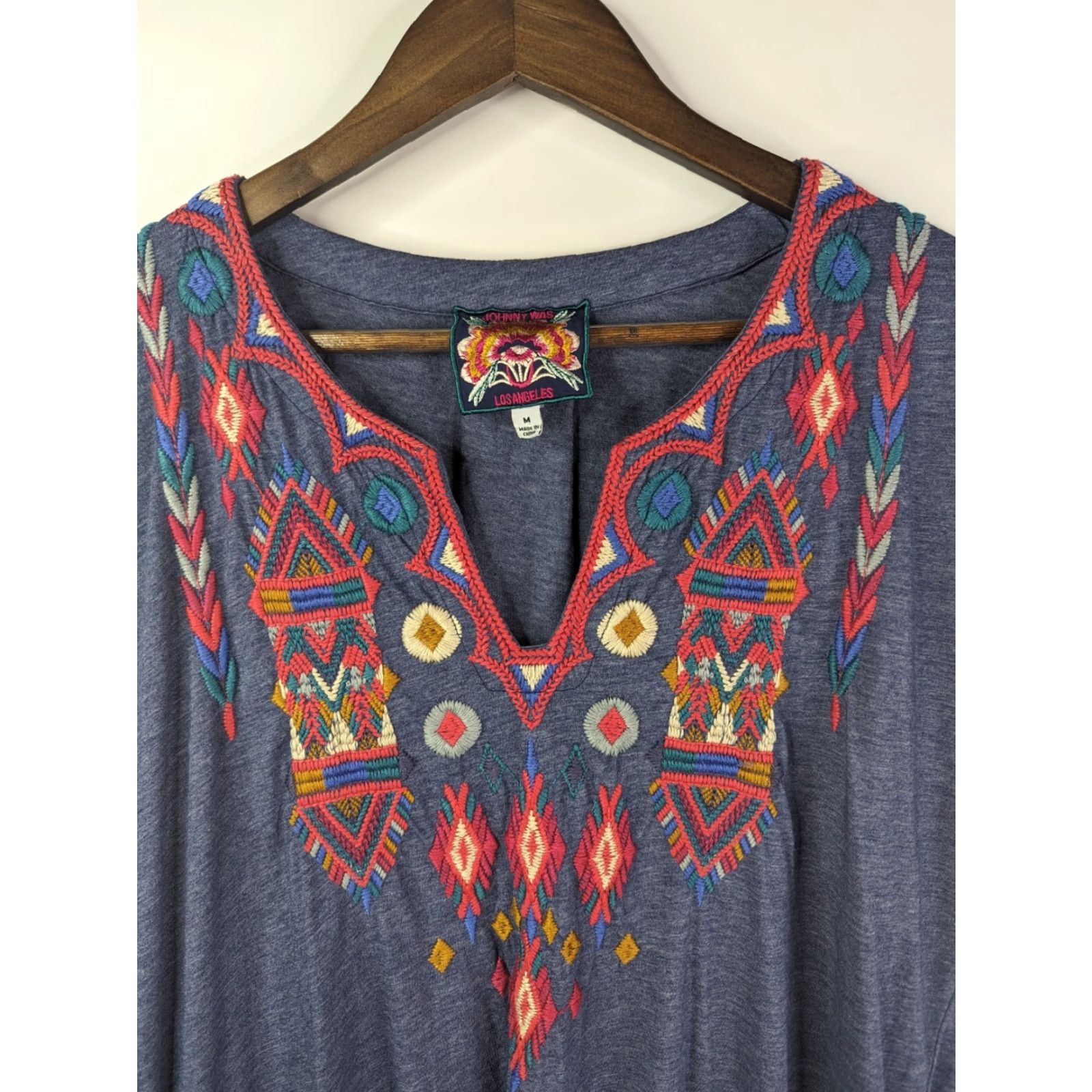 Johnny Was Johnny Was Blue Etienne Easy Tunic Dress Embroidered Boho Medium J35119-2L Shirt Dress Womens Size M / US 6-8 / IT 42-44 - 2 Thumbnail