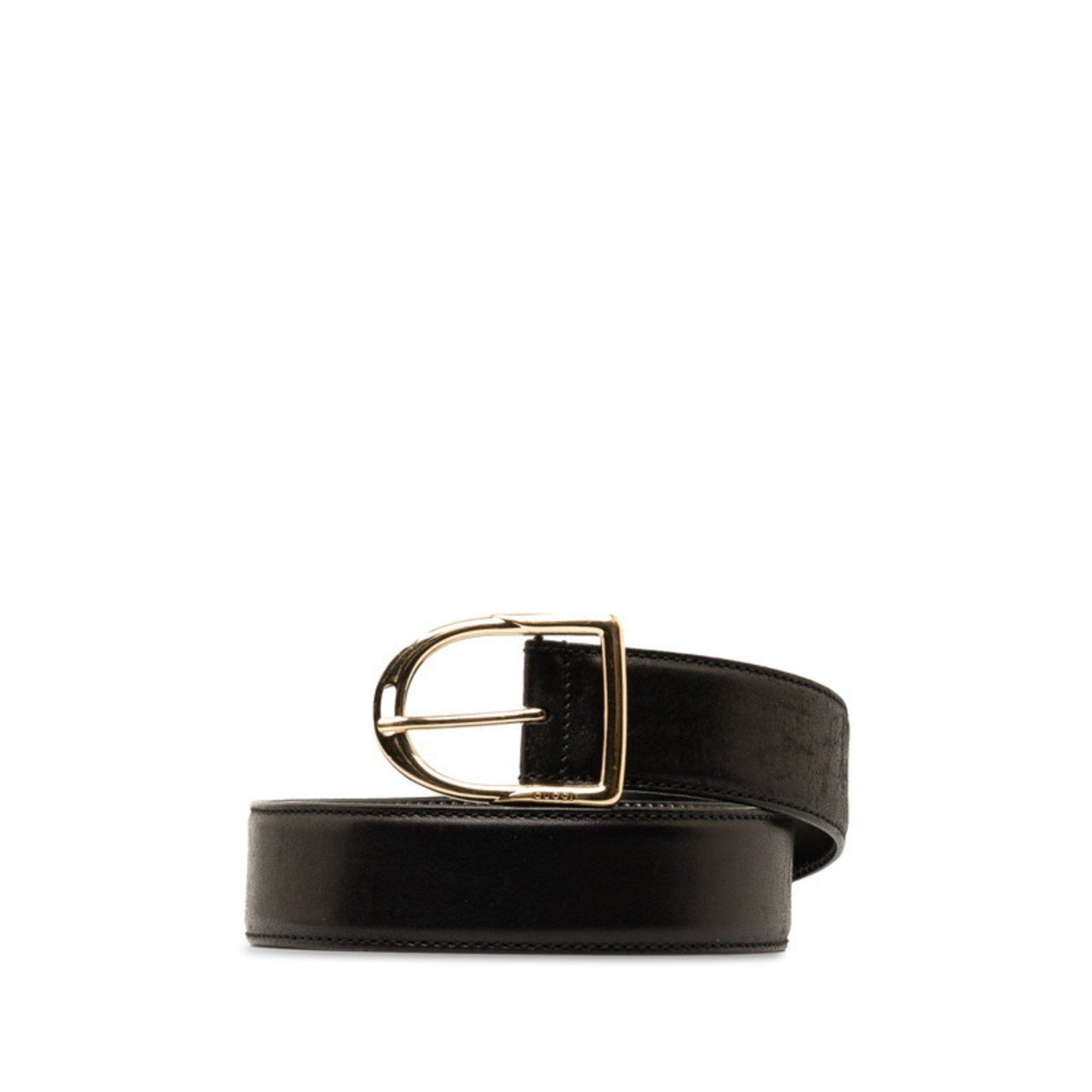 image of Gucci Belt 163503 Black Gold Leather Men's Gucci
