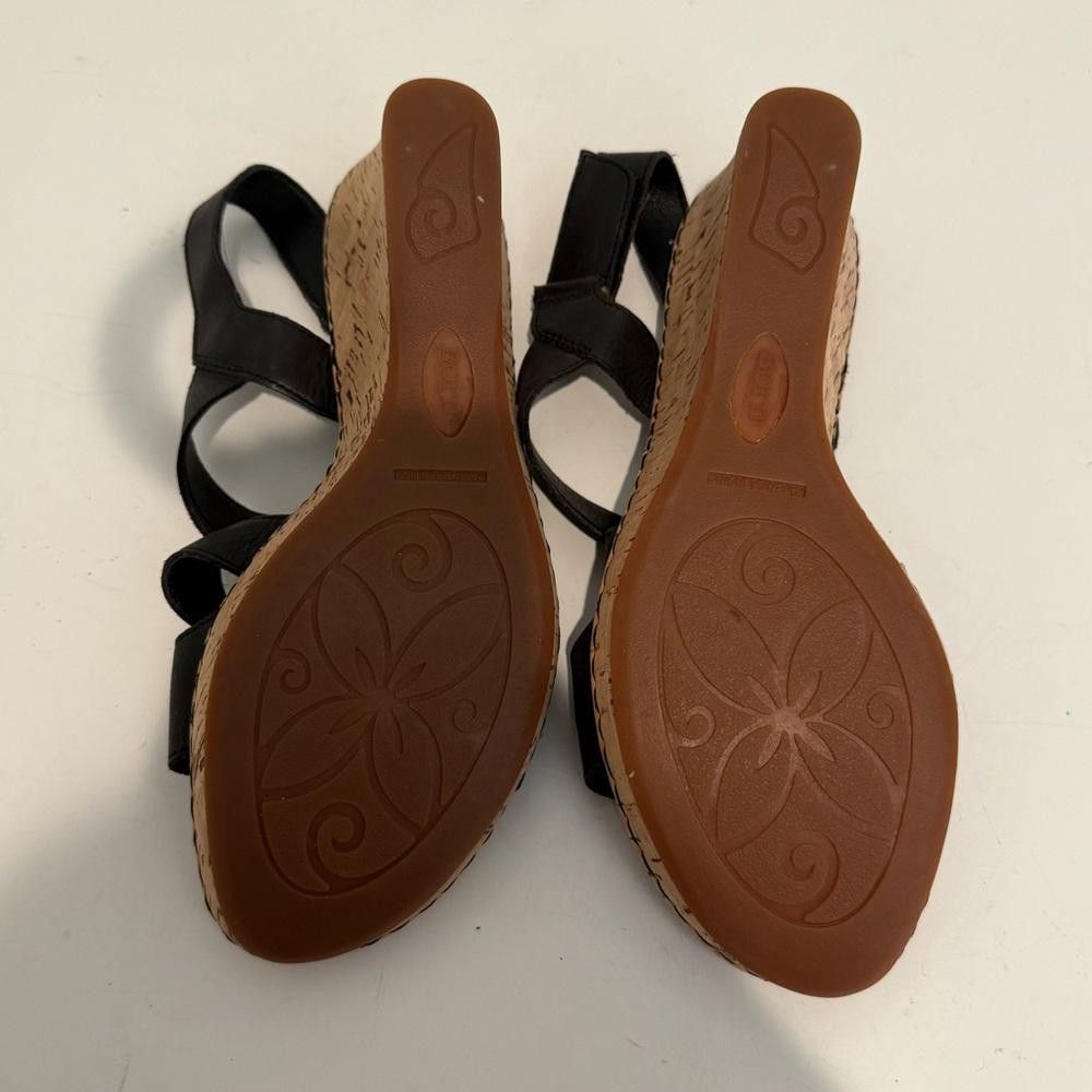 Born BORN Hyuro Cork Wedge Sandals Black Leather Size 11 Size US 11 / IT 41 - 7 Thumbnail