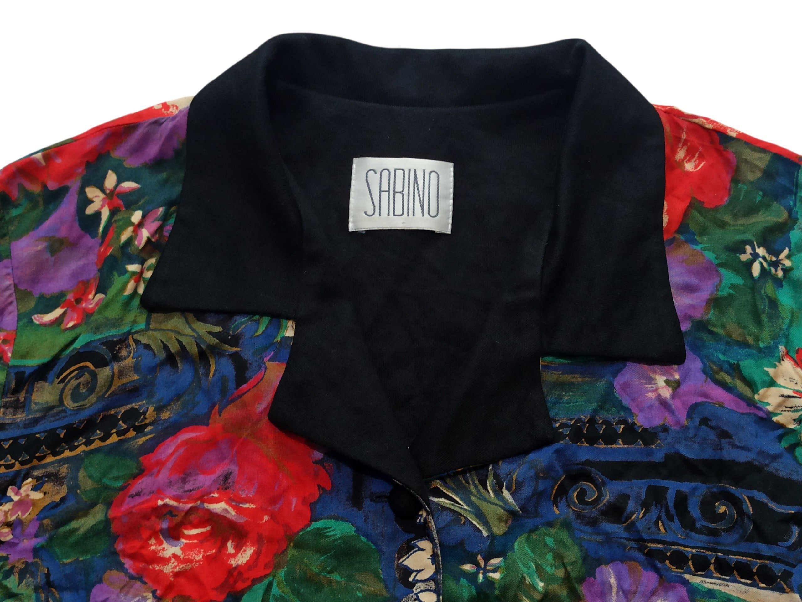 Other Vintage 80s Sabino Baroque Floral Cropped Bomber Jacket Size M / US 6-8 / IT 42-44 - 2 Thumbnail
