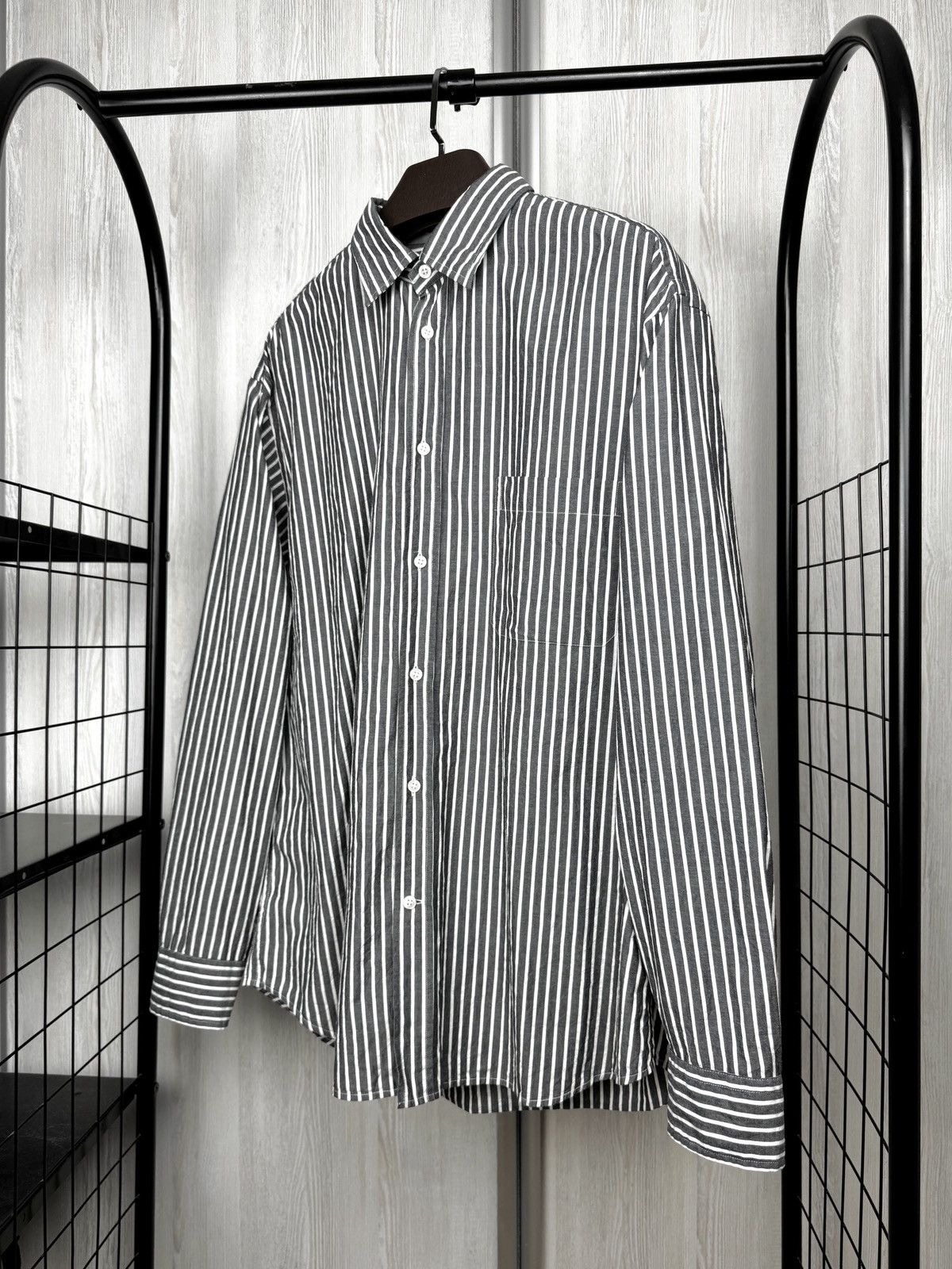 Ermenegildo Zegna Zegna Sport Striped Grey/White Cotton Shirt Pinstripe XXL Size US XXL / EU 58 / 5 - 5 Thumbnail