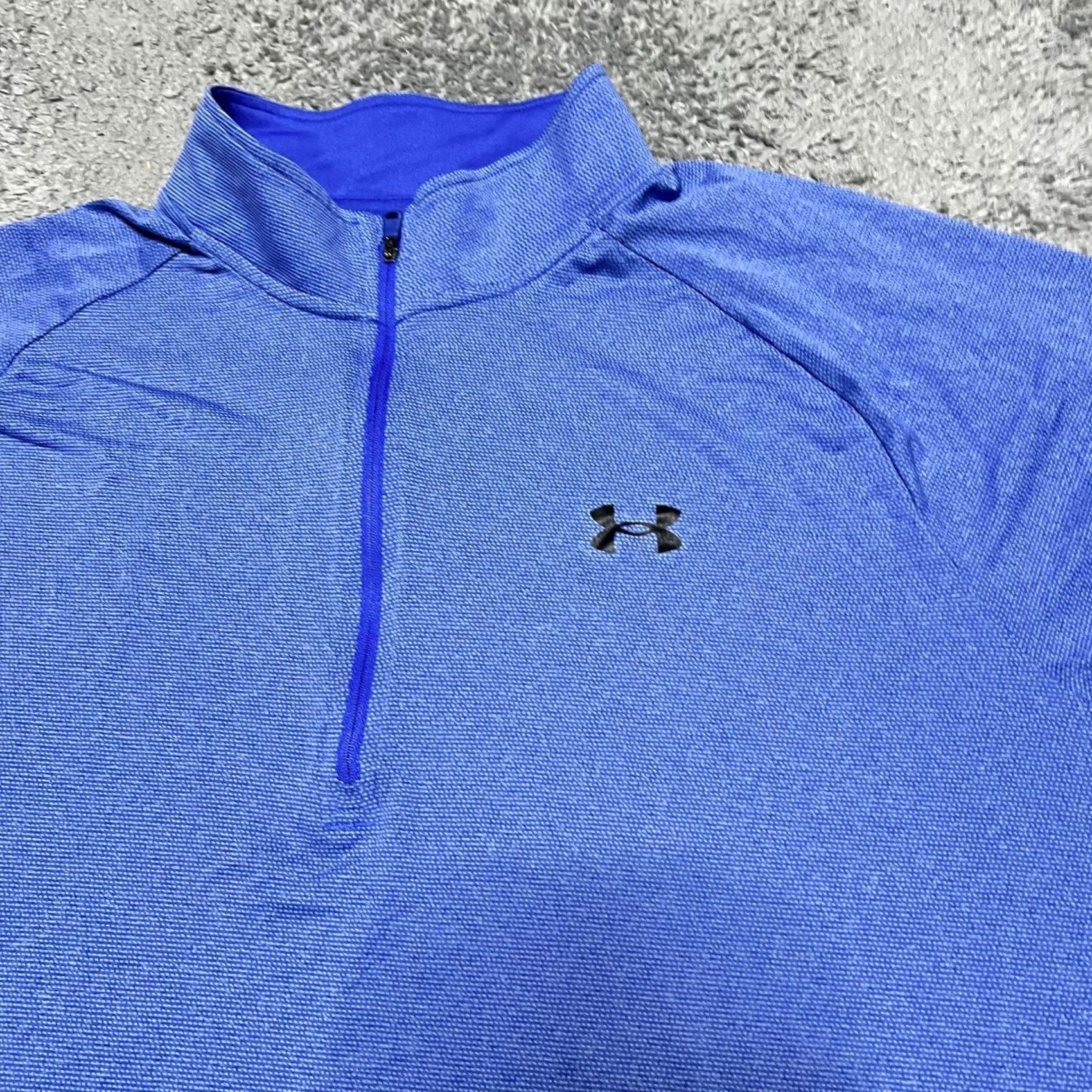 Under Armour Under Armour UA Shirt Mens XXL Tech Quarter Zip Pullover Golf Heatgear Blue 2XL Regular Mens Size US XXL / EU 58 / 5 - 2 Thumbnail