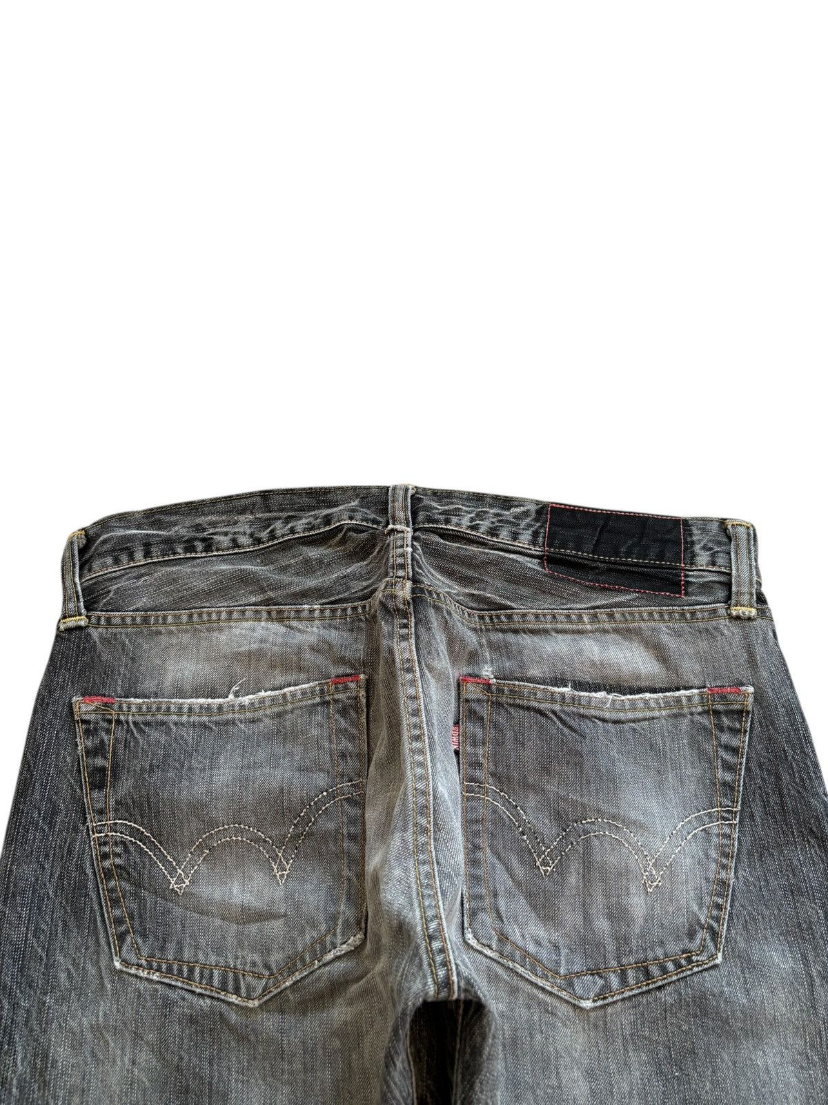 Edwin × Japanese Brand Vintage Edwin 535 Patches Distressed Ripped Loose Baggy Jean Size US 35 - 8 Thumbnail