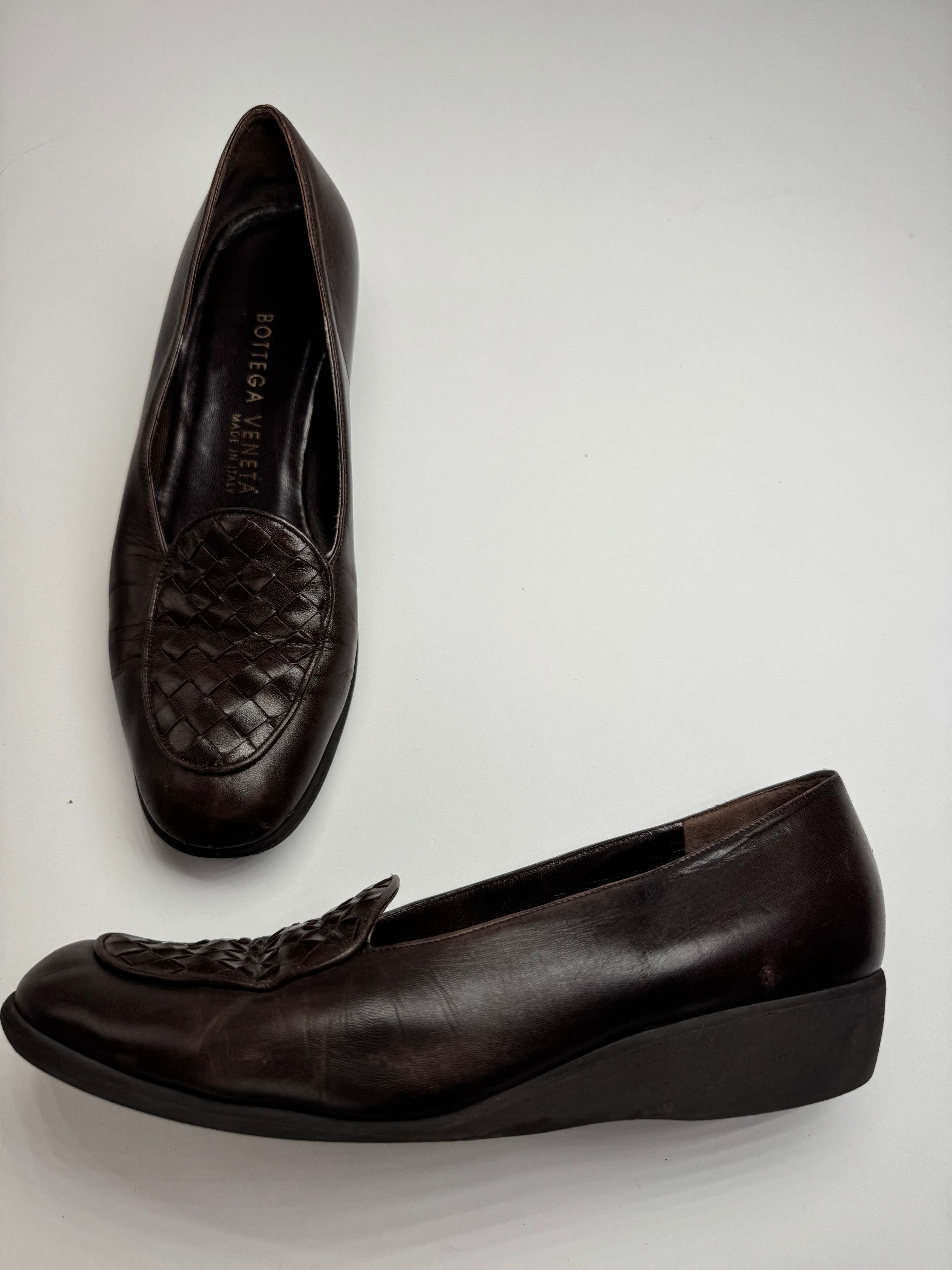 Bottega Veneta Vintage Intrecciato Leather Loafer Brown 37C Size US 6 / IT 36 - 1 Thumbnail