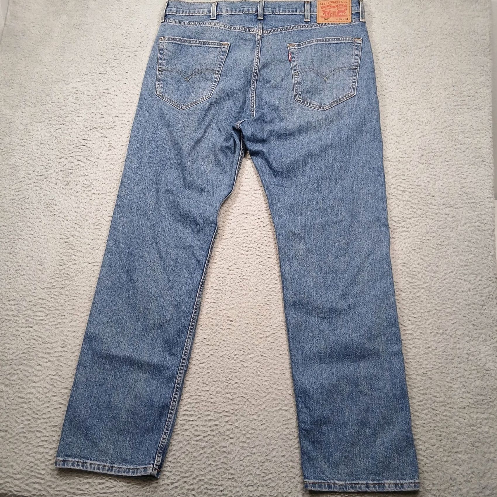 Levi's Levi's 505 Jeans Mens 38x32 Light Wash Straight Denim Classic Fit W38 L32 Blue Vintage: No Size US 32 / EU 48 - 2 Thumbnail