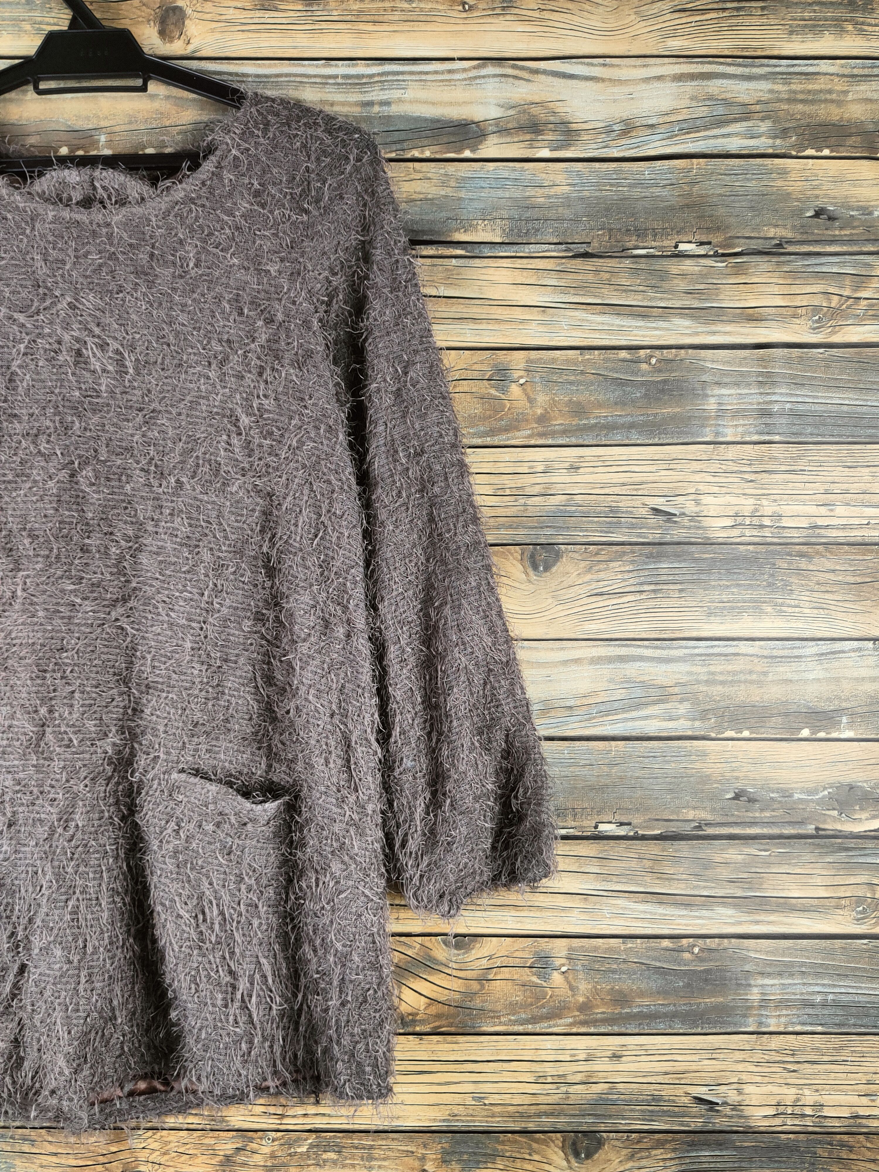 Japanese Brand DL Apple Butter Brown Fur Mohair Knitwear #46-463 Size S / US 4 / IT 40 - 5 Thumbnail