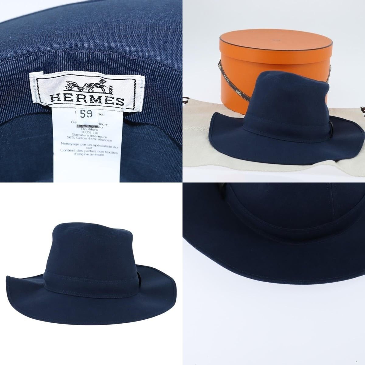 Hermes Hermes Hat Linen Navy Size ONE SIZE - 5 Thumbnail