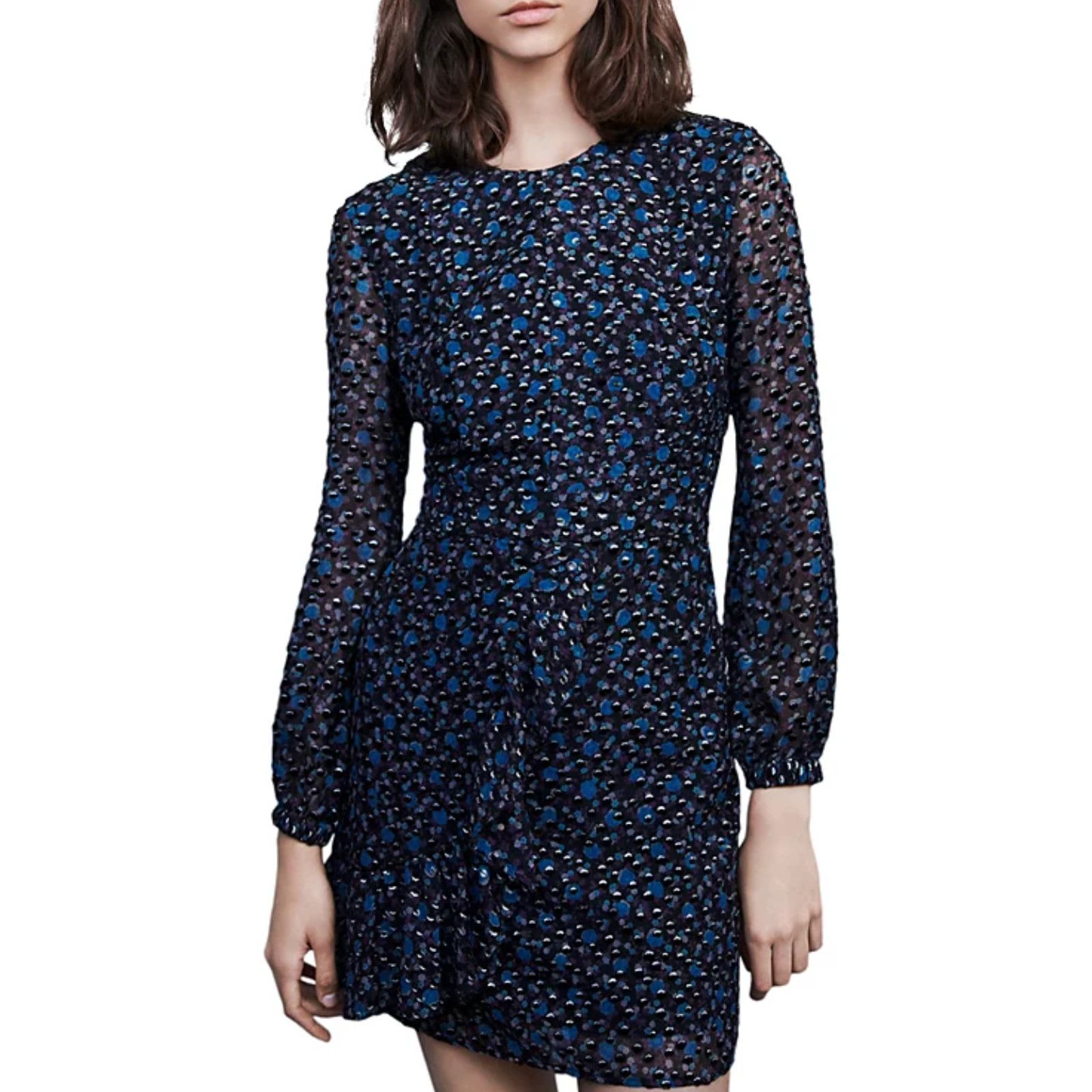 Maje Maje Women Revano Long Sleeve Printed Dress Black Size 1/S Size S / US 4 / IT 40 - 7 Thumbnail