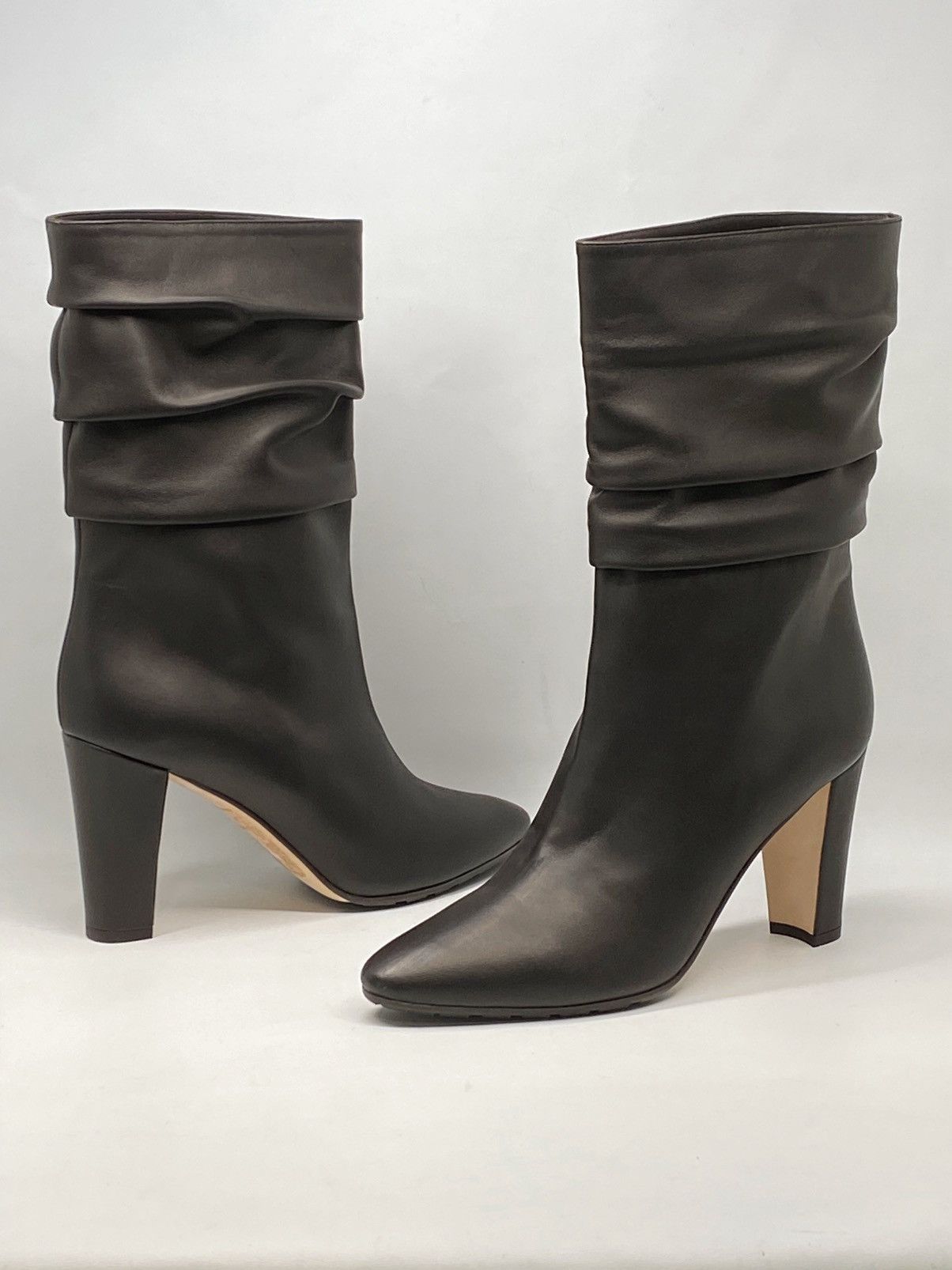 Manolo Blahnik Manolo Blahnik Calasso 90MM Ruched Leather Boots size 38 Size US 8 / IT 38 - 1 Thumbnail