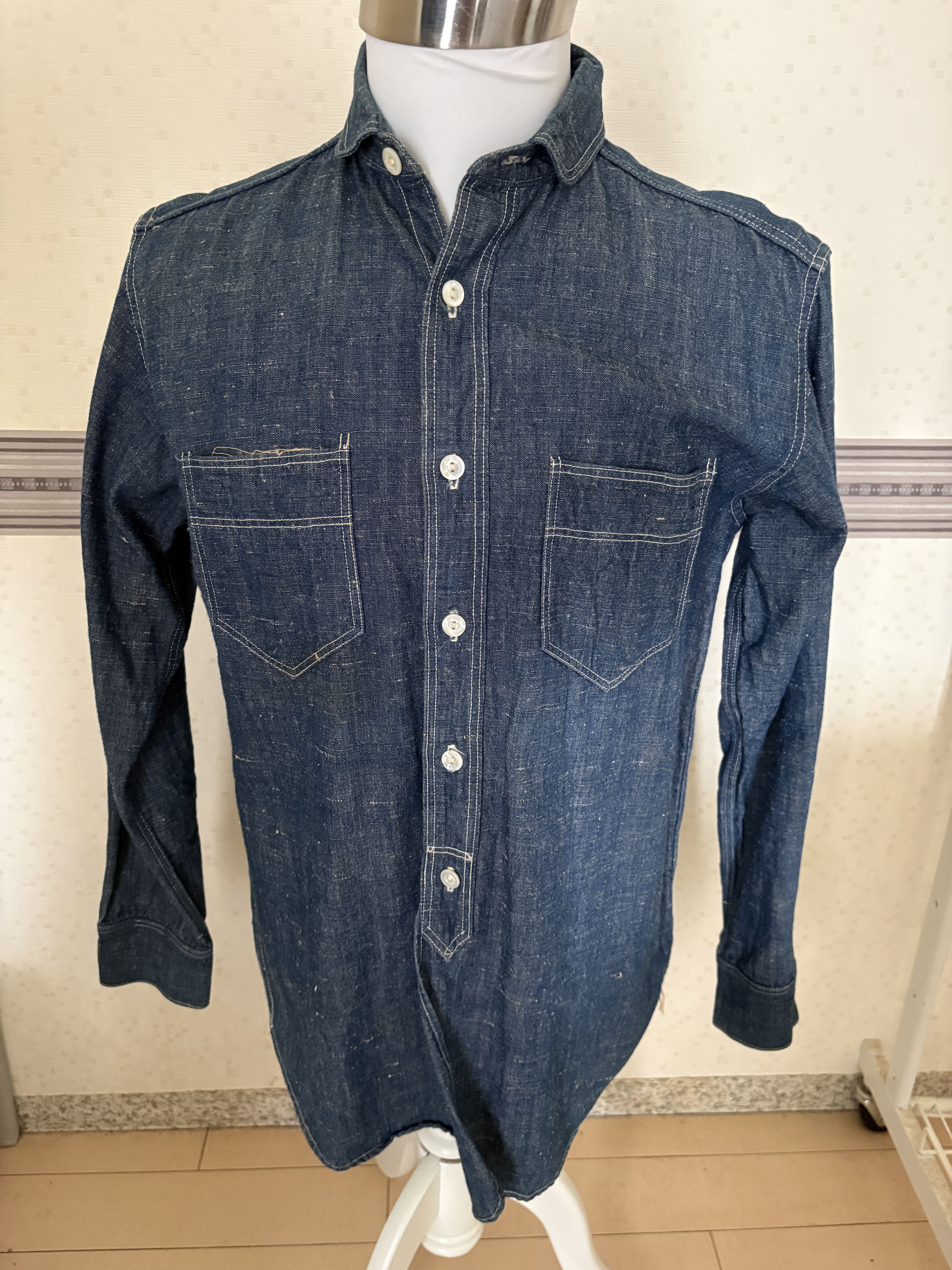 The Real McCoy's OLD The Real McCoy's Hemp Blend Nep Denim Work Shirt Size US M / EU 48-50 / 2 - 1 Thumbnail