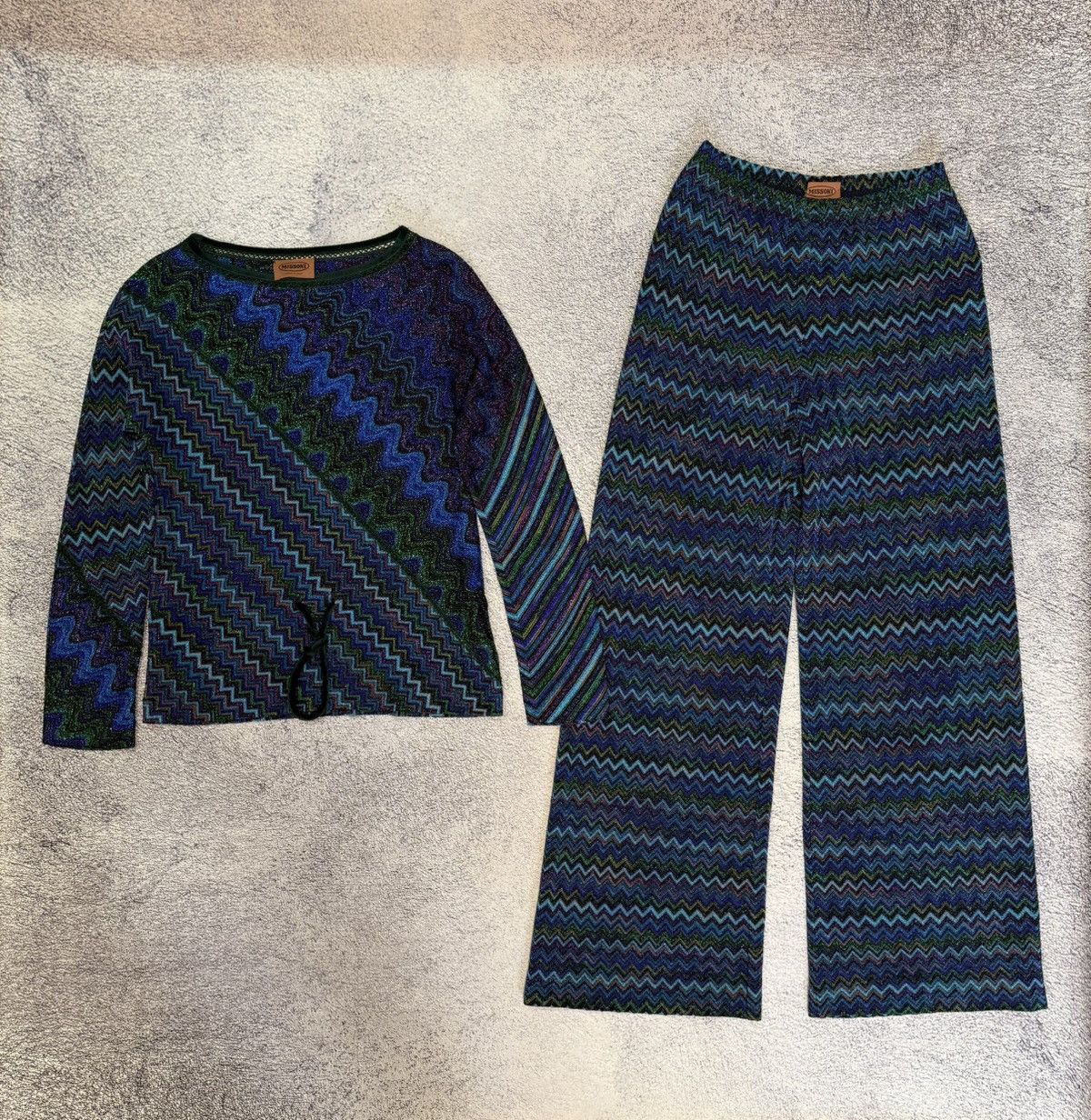 Missoni MISSONI Chevron ZigZag Knit 2-Piece Set Top & Wide Leg Pants Size 30" / US 8 / IT 44 - 1 Thumbnail
