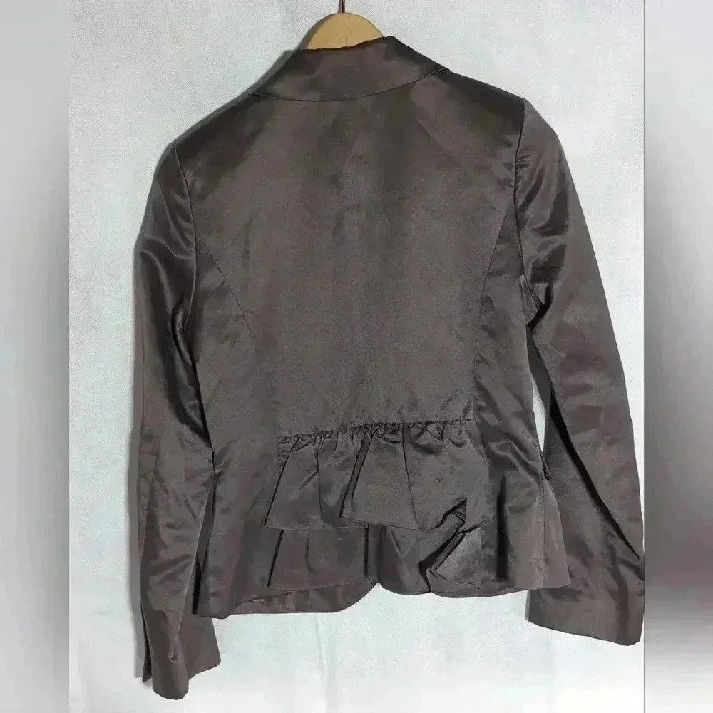 Designer Ladies Hinge Silk Blend Jacket w Ruffles in back Gray/purple Size S / US 4 / IT 40 - 7 Thumbnail