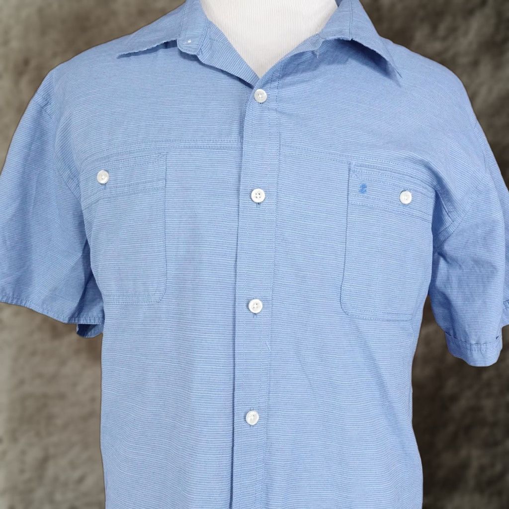 Izod IZOD Shirt Mens 2XL Blue Short Sleeve Button Front Dual Pocket Casual Top Size US XXL / EU 58 / 5 - 1 Thumbnail