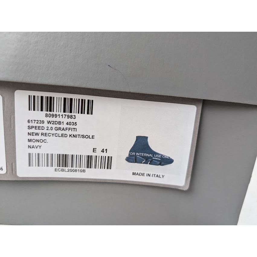 Balenciaga o1rshd1 Speed 2.0 Graffiti Sneakers in Navy Size US 8 / EU 41 - 22 Thumbnail