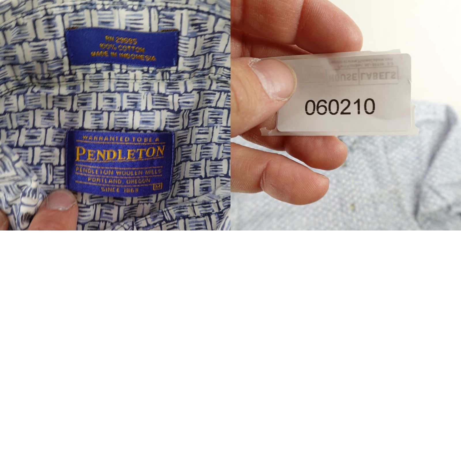 Pendleton VINTAGE Pendleton Shirt Mens M Blue White Abstract Geometric Camp Button Up Beach Shirt Size US M / EU 48-50 / 2 - 8 Thumbnail