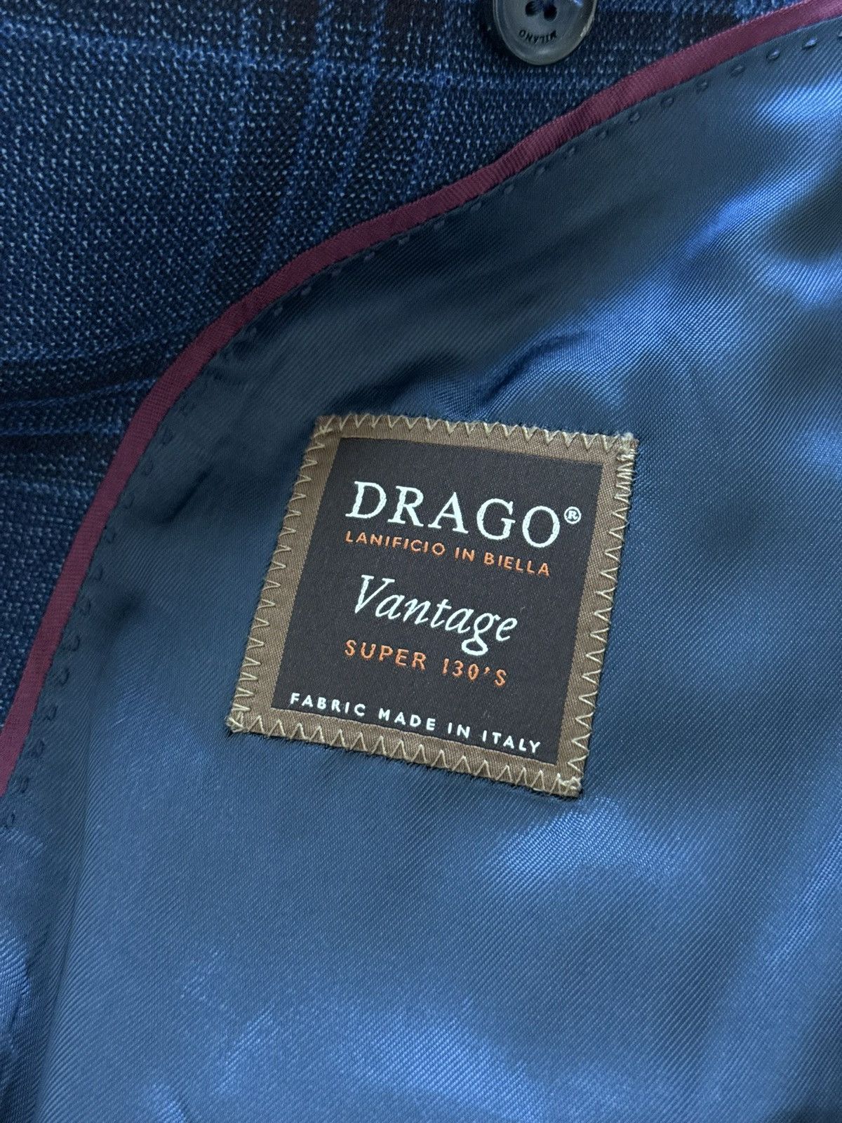 Boggi Boggi Milano Wool Drago 130s Navy Blue Plaid Blazer Jacket Size 42R - 10 Thumbnail