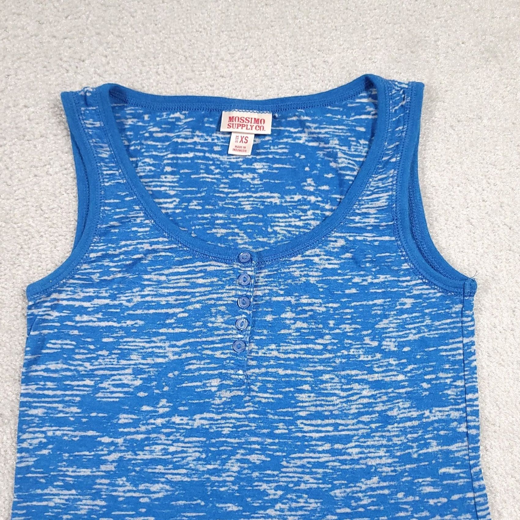 Mossimo VINTAGE Mossimo Tank Top Womens XS Blue Scoop Neck Henley Shirt Womens XS Blue Tank Top Size XS / US 0-2 / IT 36-38 - 3 Thumbnail