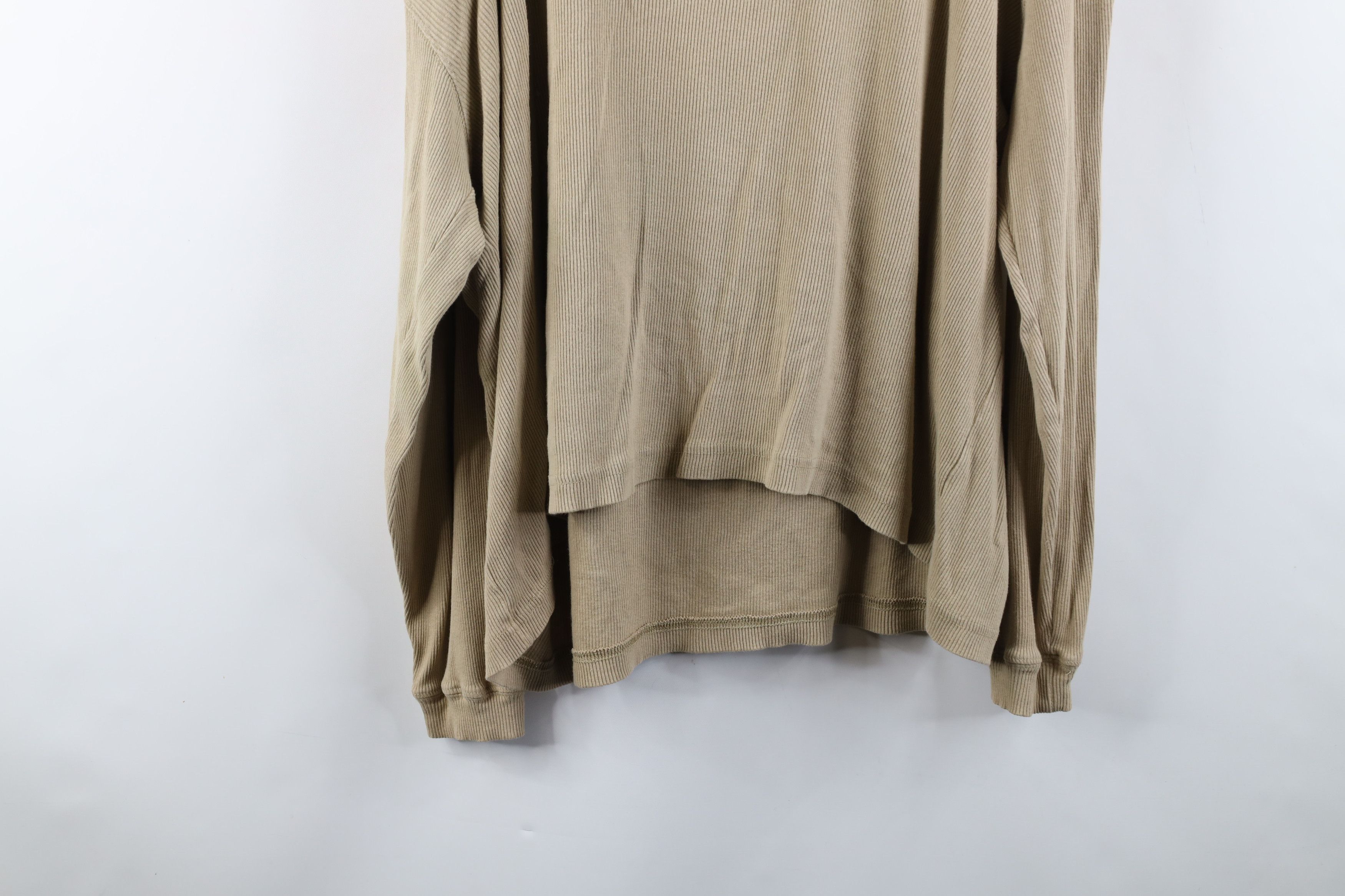 Vintage Vintage 90s Streetwear Ribbed Knit Henley T-Shirt Beige Size US XL / EU 56 / 4 - 13 Thumbnail