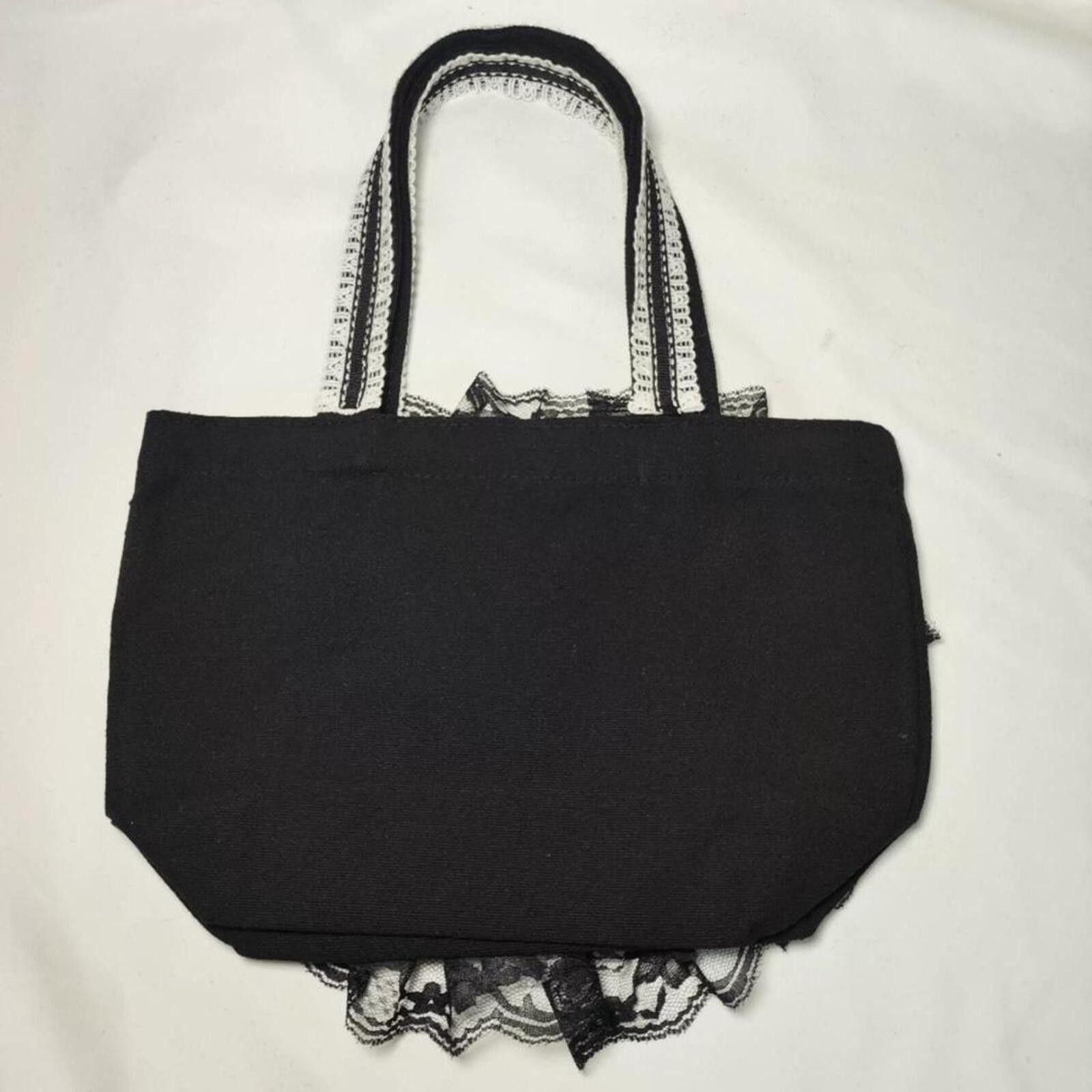 Other Black & White Lace Heart Lolita Tote Bag | Gothic Handbag Size ONE SIZE - 8 Thumbnail
