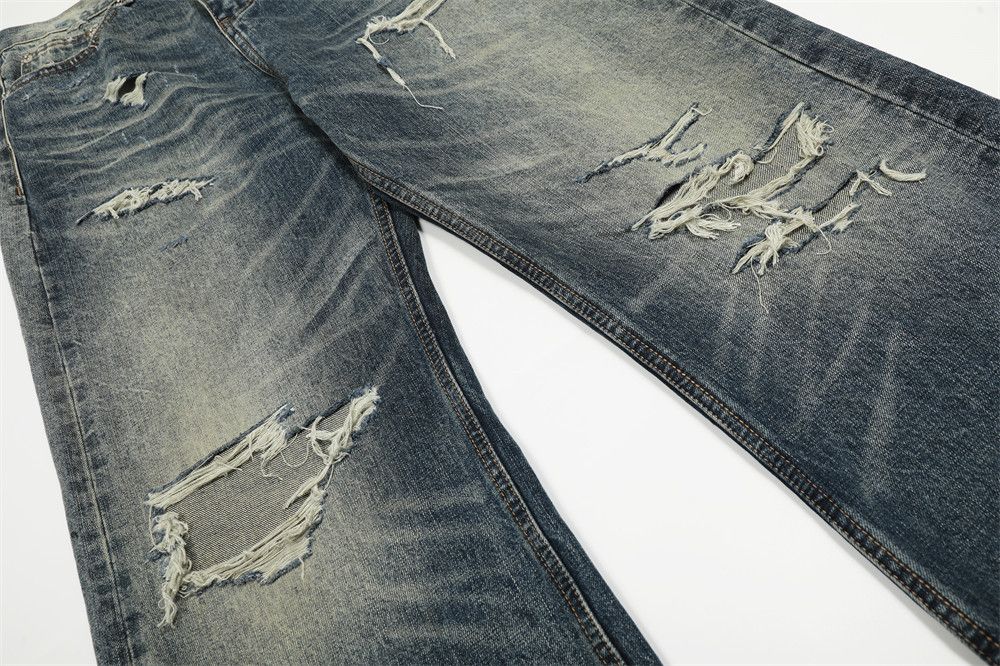 Vintage Retro distressed loose gradient punk ripped washed jeans Size US 32 / EU 48 - 4 Thumbnail