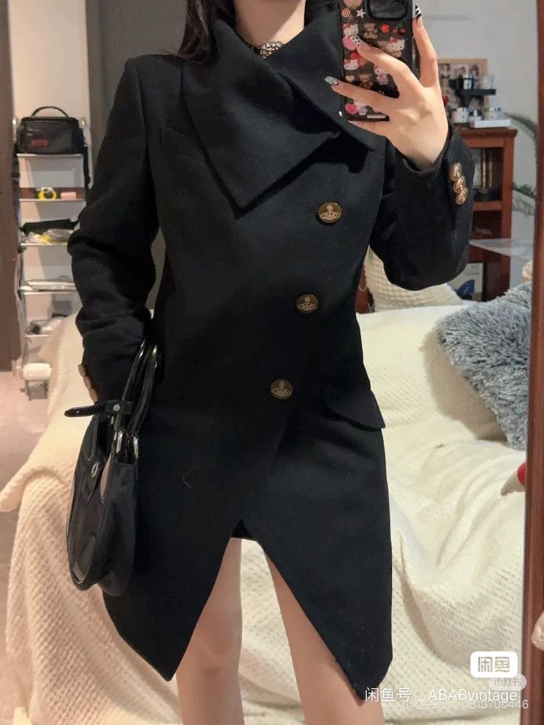 Vivienne Westwood Vivienne Westwood Black asymmetrical wool coat Size M / US 6-8 / IT 42-44 - 3 Thumbnail