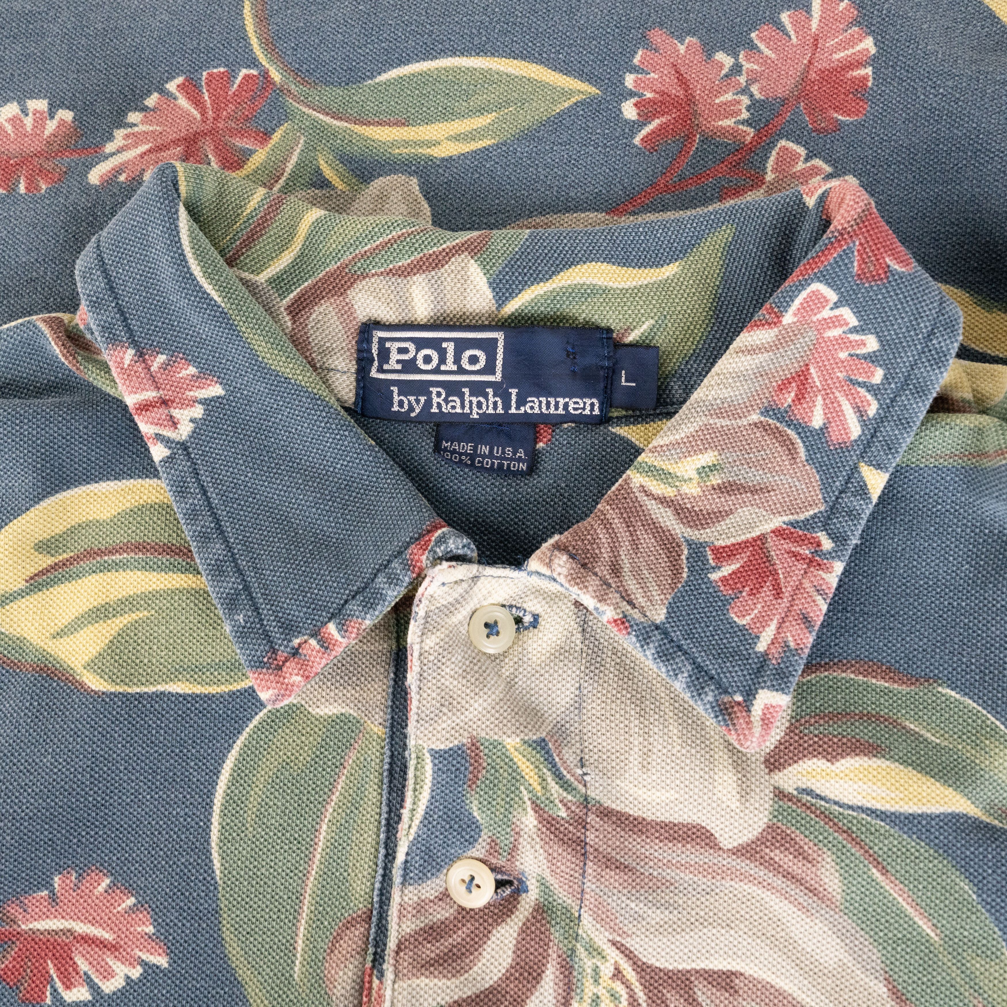 Polo Ralph Lauren Vintage 1990's Polo Ralph Lauren Floral Print Polo Shirt Size US L / EU 52-54 / 3 - 3 Thumbnail
