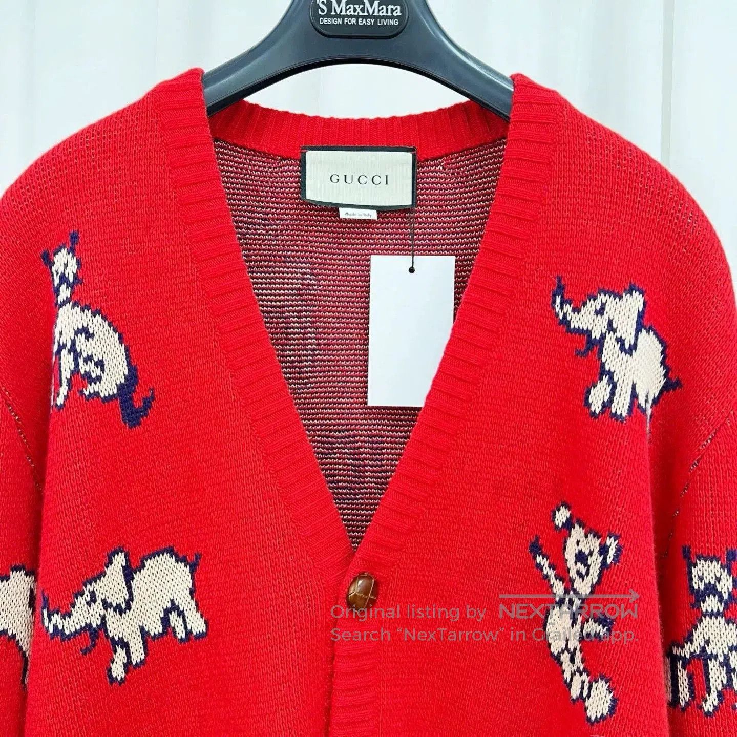 Gucci red gucci animal logo knit cardigan. Size XL / US 12-14 / IT 48-50 - 3 Thumbnail