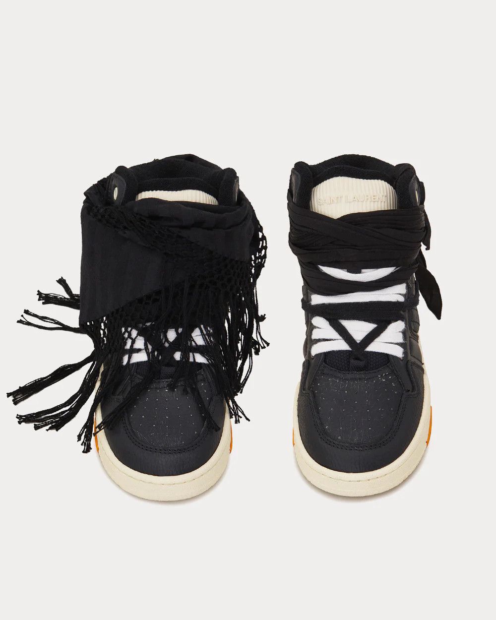 Saint Laurent Paris o1y0325 Logo Hi-Top Sneakers in Black Size US 8 / EU 41 - 3 Thumbnail