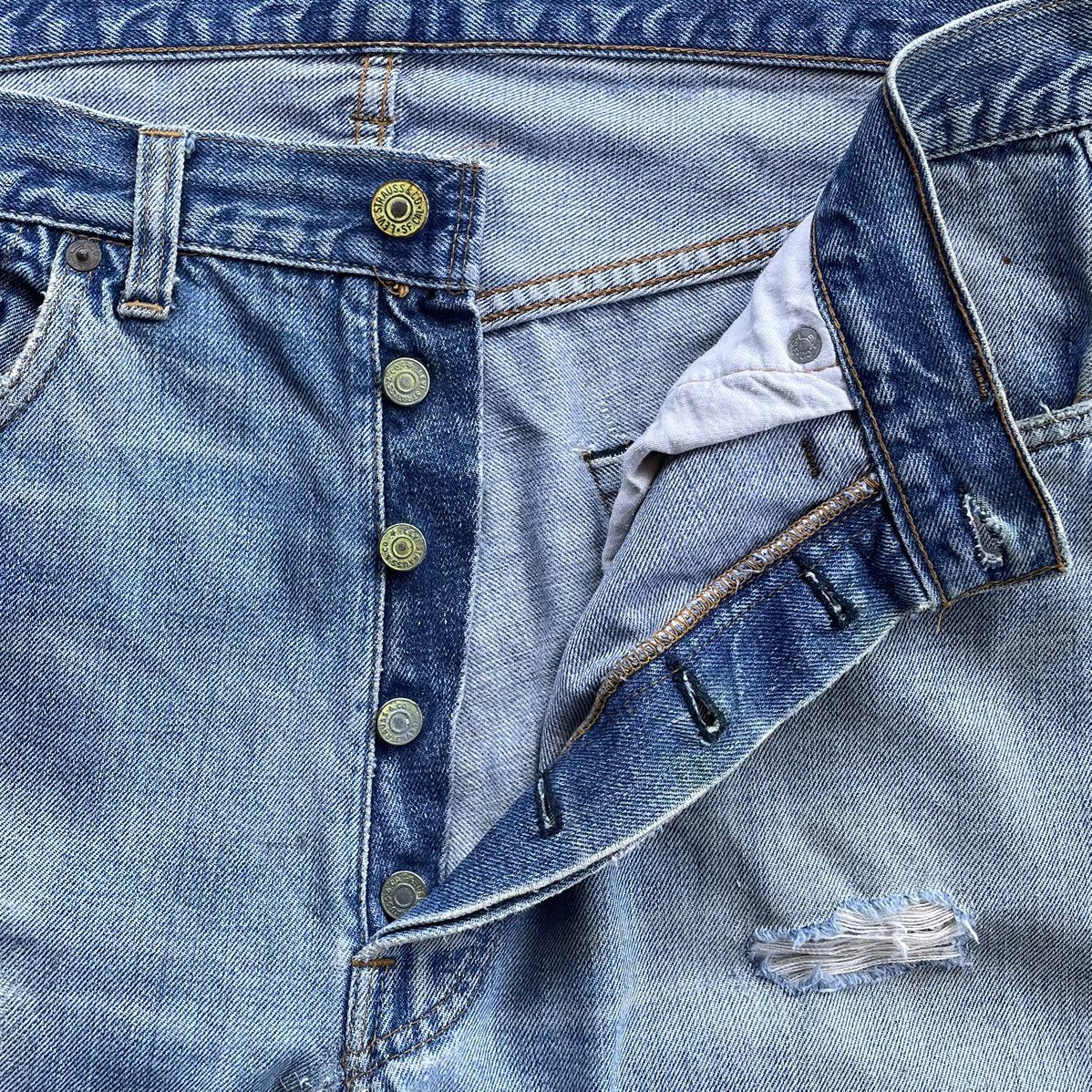Levi's Thrashed Vintage Levi's 501 Rindem Button 6 Distressed Jeans Size US 34 / EU 50 - 5 Thumbnail