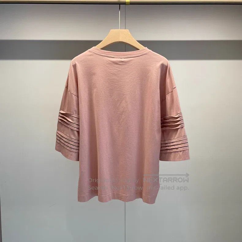 Brunello Cucinelli Brunello Cucinelli Pink Cotton Beaded T-Shirt Size M / US 6-8 / IT 42-44 - 2 Thumbnail