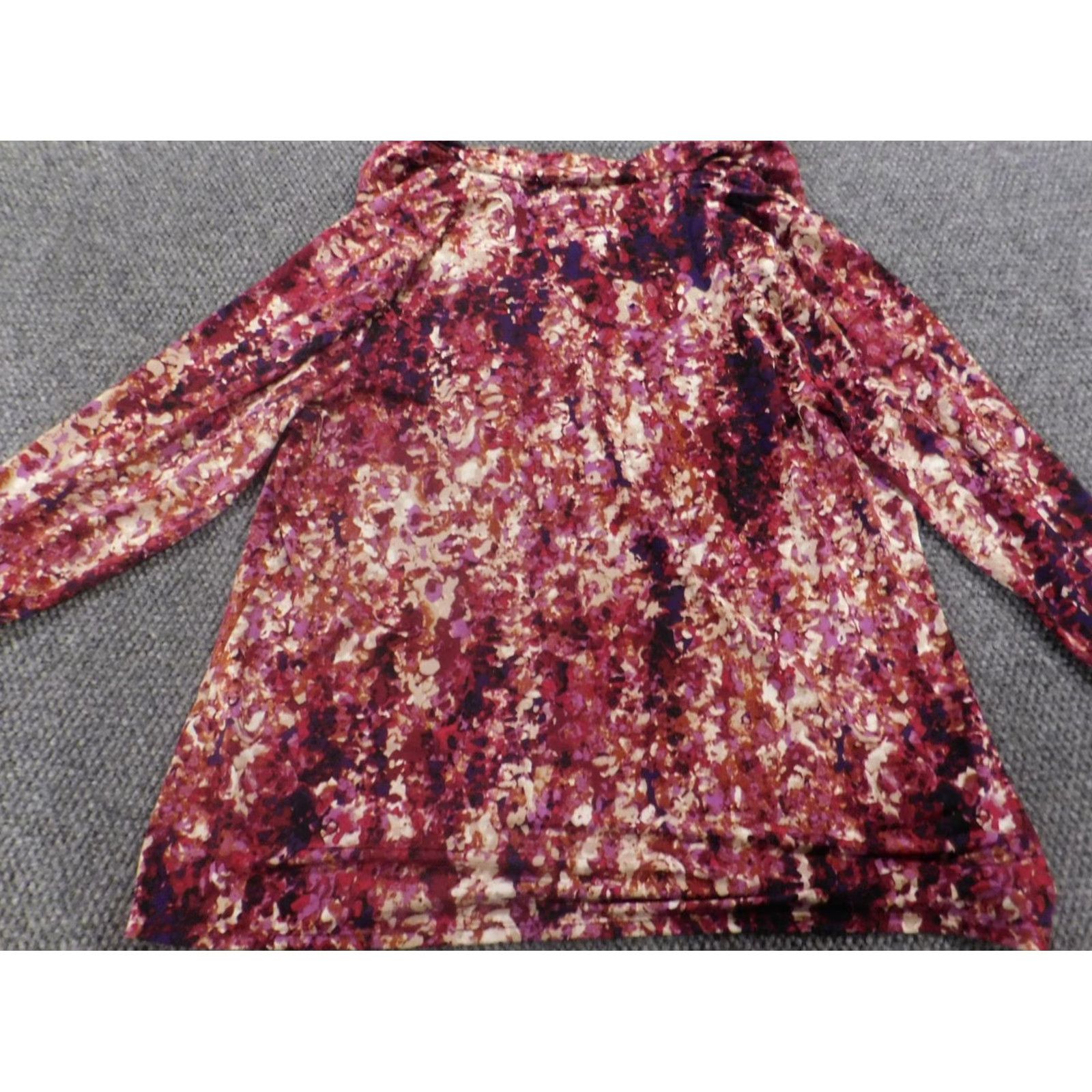 Vintage Dana Buchman Blouse 1X Womens Red Crew Neck Pullover Stretch Casual Sleeve Polyester Rayon Button Solid Regular Plus Size Women Shirt Size XL / US 12-14 / IT 48-50 - 7 Thumbnail