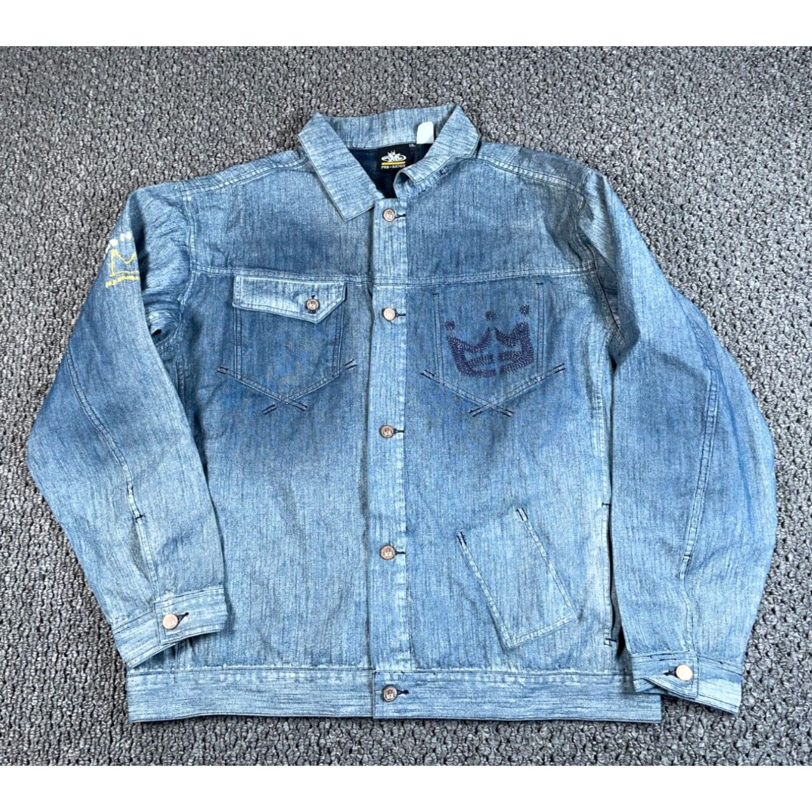 image of Vintage VTG Pnb Nation Jean Jacket Adult 2Xl Blue Denim Hip Hop Streetwear Rap in White, Men's