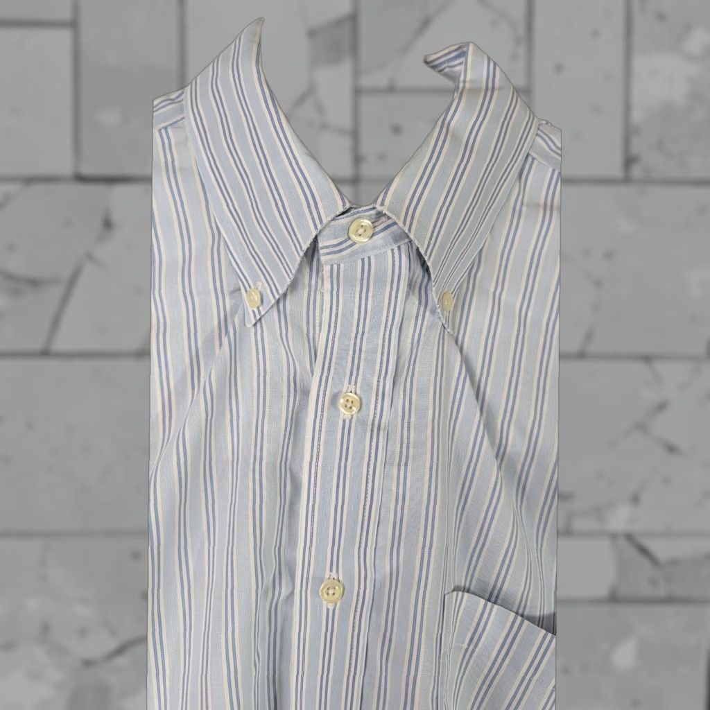 Brooks Brothers 346 Men's Non-Iron Light Blue Striped Dress Shirt XL - Main Image