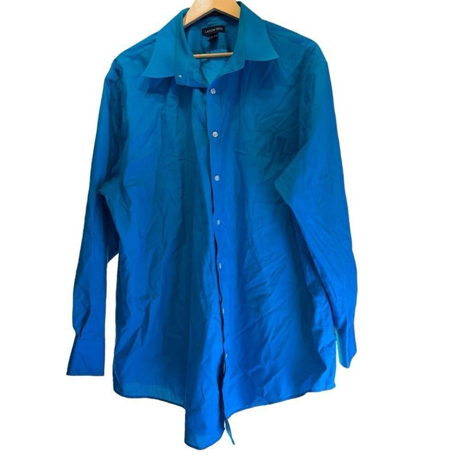 Lands' End Lands End Turquoise Wrinkle Free Broadcloth Shirt Size 18x35 Size US M / EU 48-50 / 2 - 8 Thumbnail