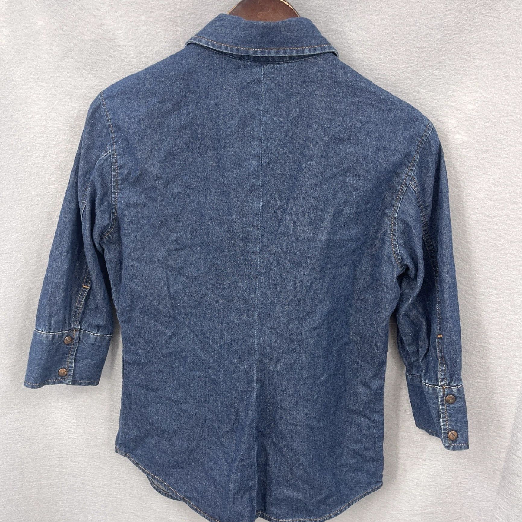 Diesel Diesel Shirt Womens Small 3/4 Sleeve Snap Denim Slim Fit y2k Quiet READ Size S / US 4 / IT 40 - 3 Thumbnail